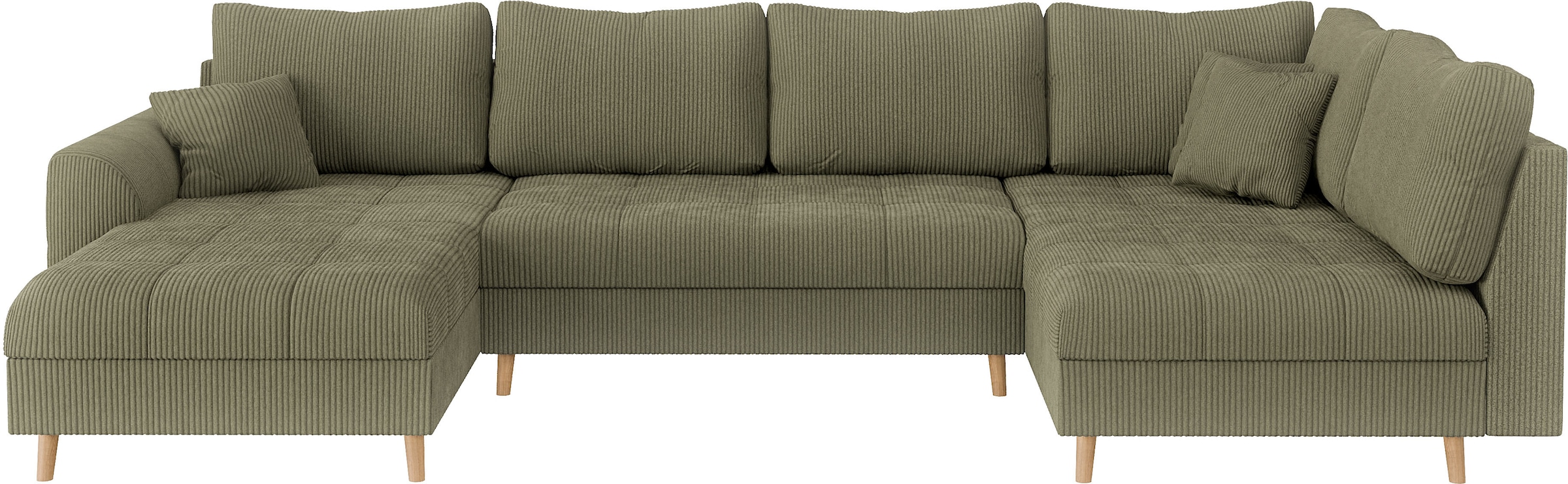 Home affaire Wohnlandschaft »CHARRE U-Form mit Ottomane, Maße B/T/H: 310/161/81 cm«, feine Steppung, lose Rücken- und Zierkissen, auch in Cord und Bouclé
