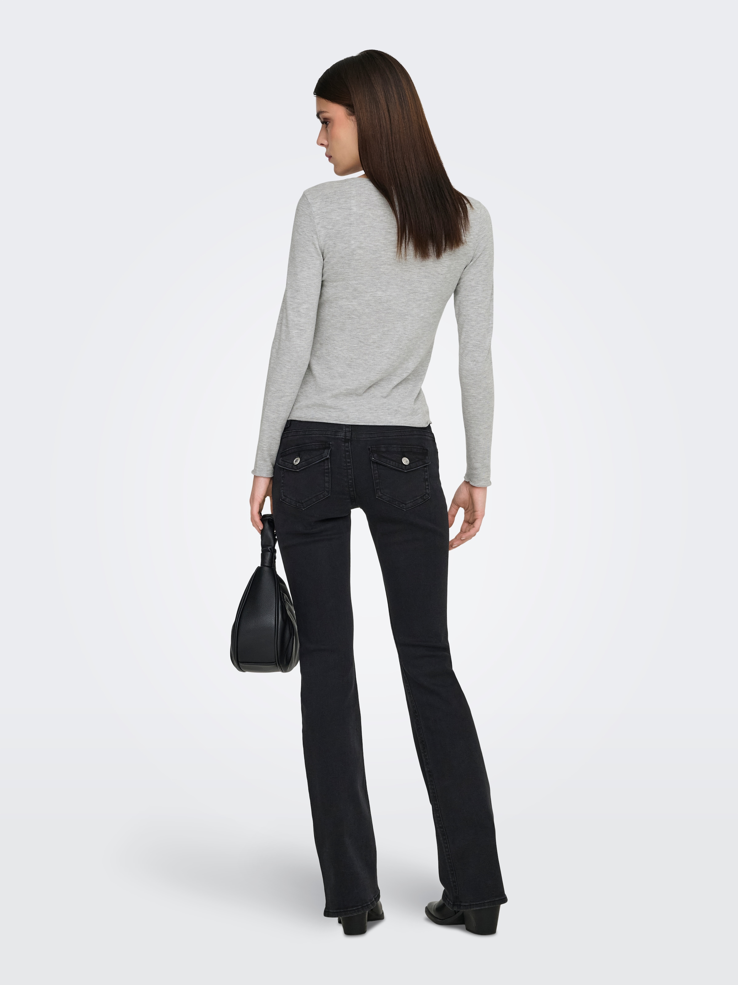 ONLY Langarmshirt »ONLVIRRO O NECK L/S TOP BOX JRS« Materialmix, regular fit