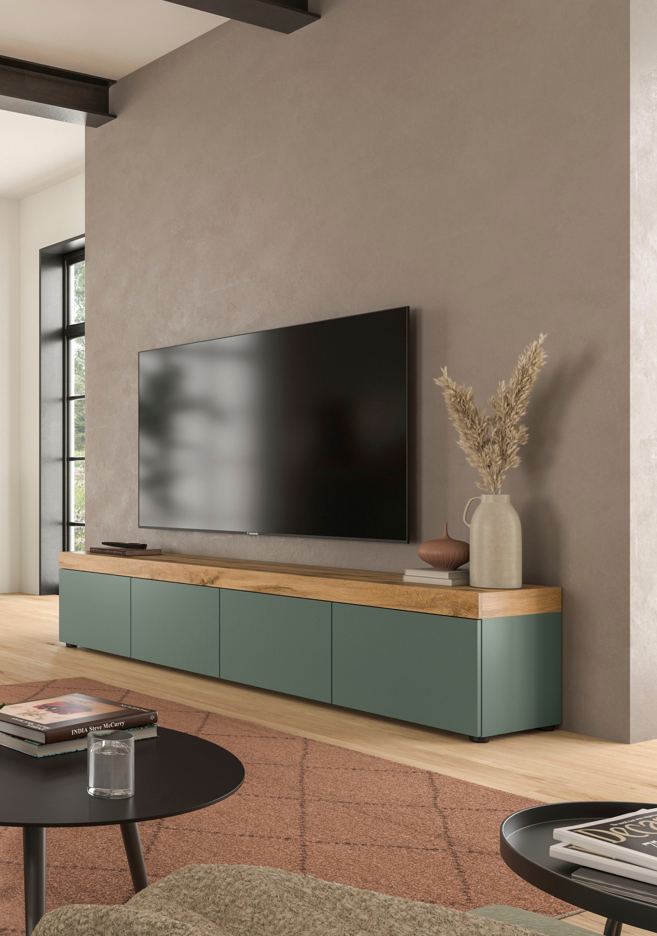 OTTO home Lowboard »MAMBO, Breite 200 cm, Höhe 41 cm« 1 Stk. tlg. Lowboard, TV Unterschrank, Tv-Schrank, Wohnzimmer