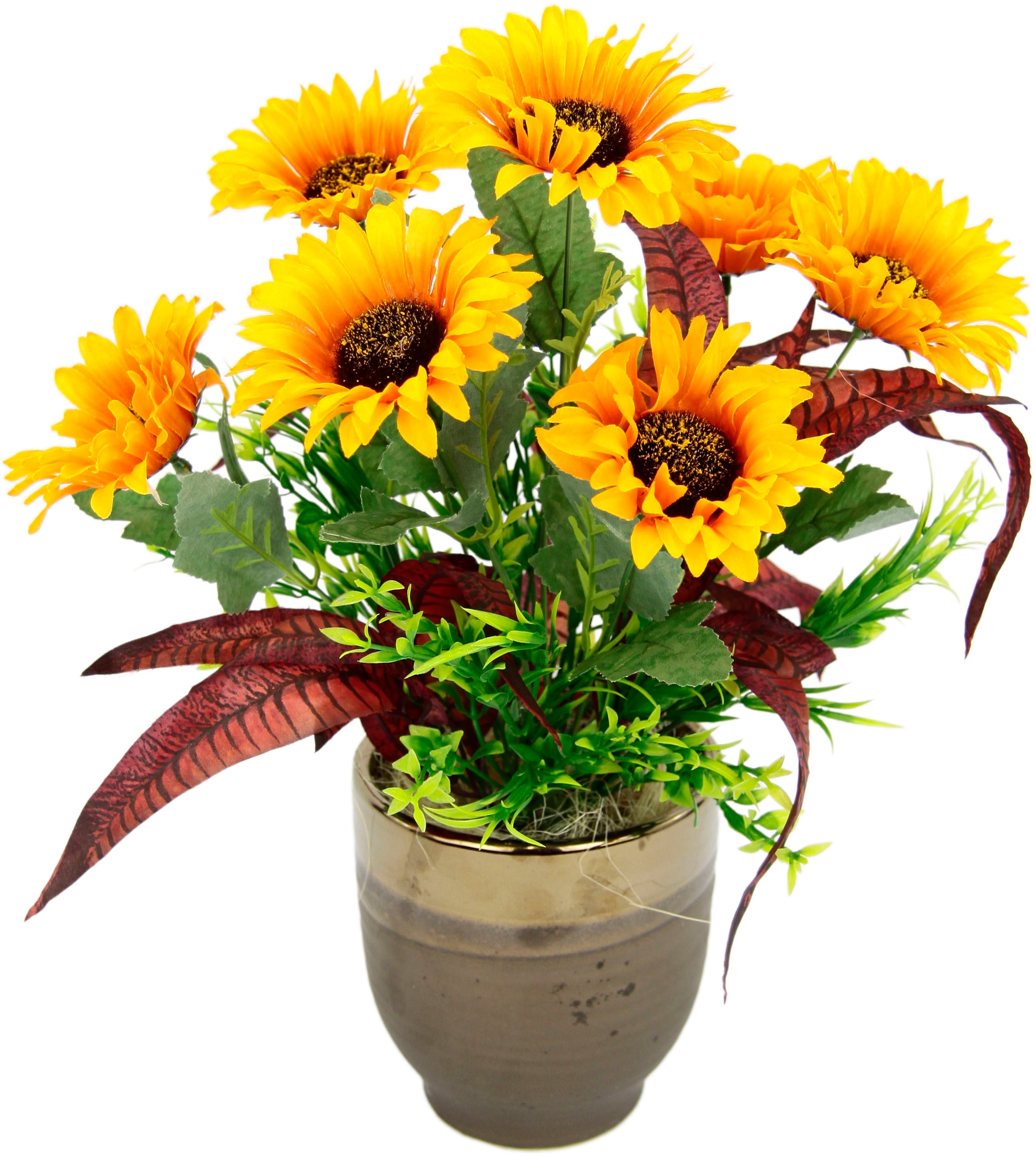 Gestecke »Sonnenblumen«, Im Topf aus Keramik