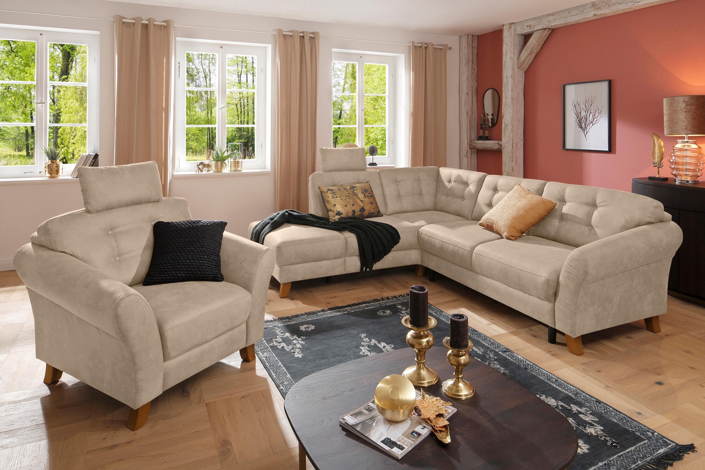 Home affaire Ecksofa »Trondheim L-Form«, mit Federkern