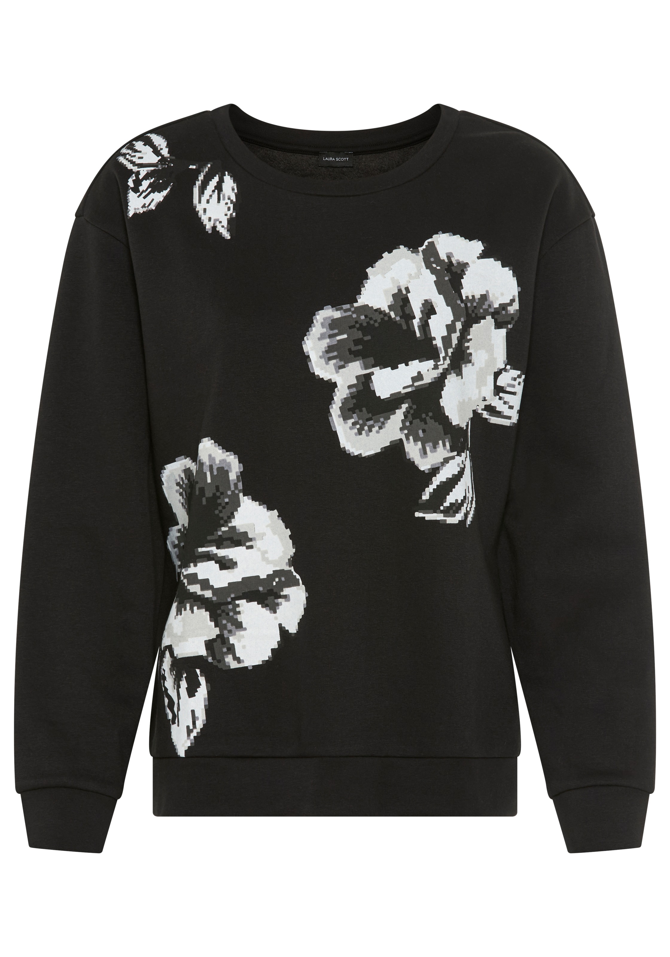 Laura Scott Sweater , Weiche Baumwollmischung mit Rundhalsausschnitt und Blumenprint
