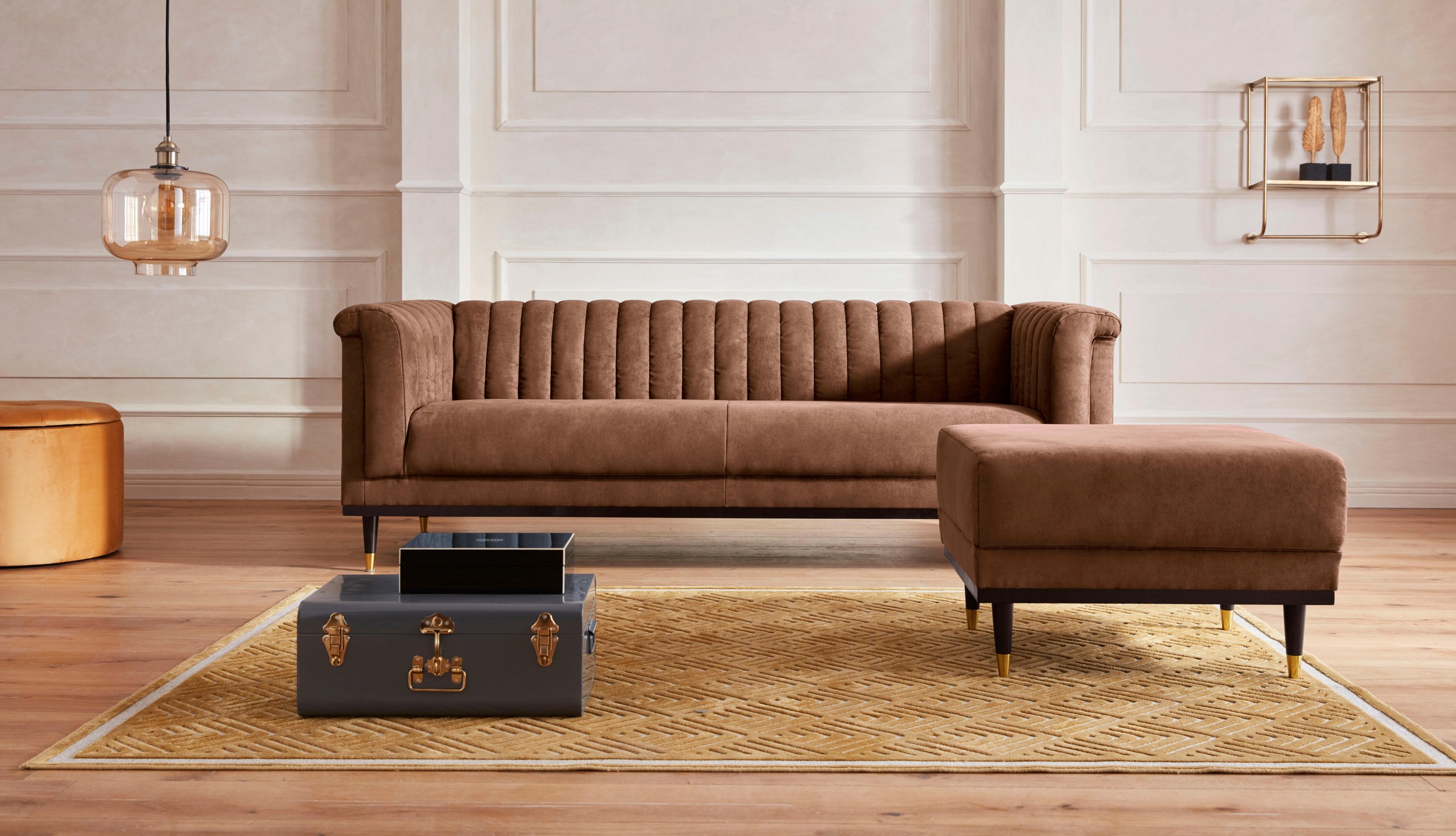 Home affaire Hocker »Chamby«, mit Holzrahmen unten