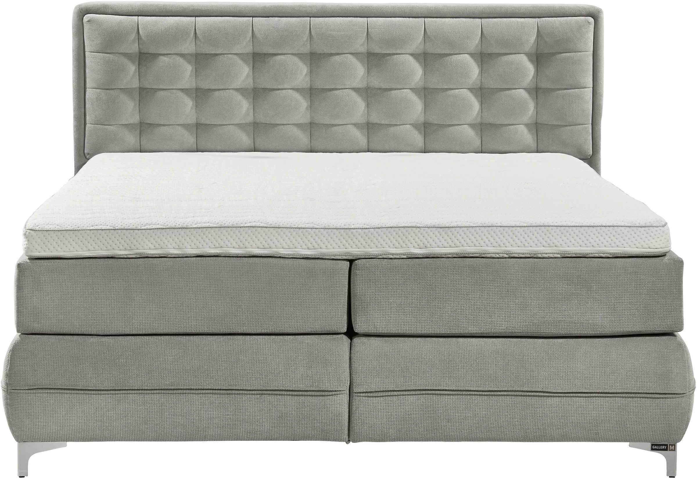 Musterring Boxspringbett »Dubai«, Winkelfuß in Chrom, 3 Härtegrade, Kopfteil in Kassettensteppung