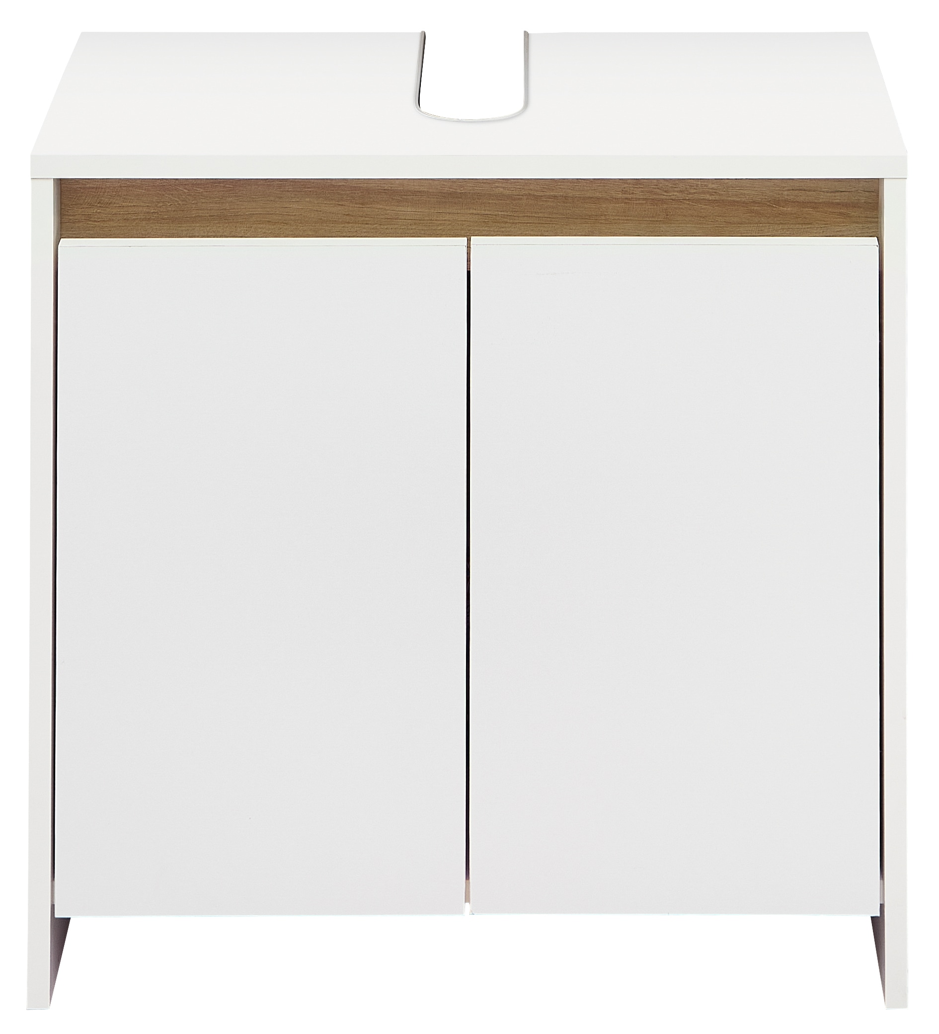 Saphir Waschbeckenunterschrank »Quickset 100, 2 Türen, Siphonausschnitt«, Waschbeckenschrank ohne Griff, 61,6 cm breit, mit Akzentfuge