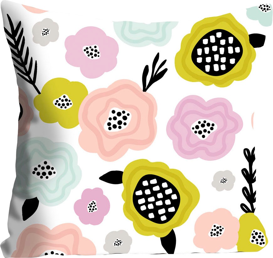 queence Dekokissen "Alek" mit bunten Blumen günstig online kaufen