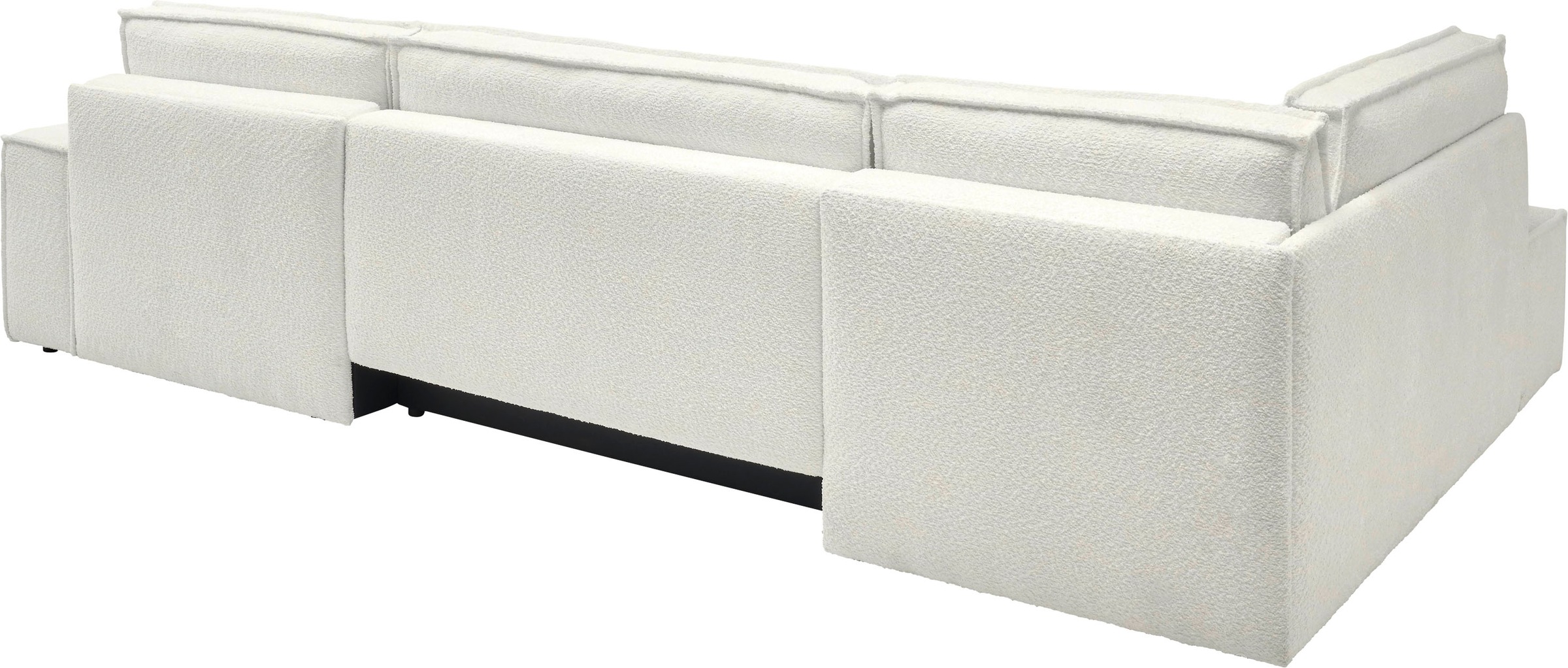 andas Wohnlandschaft »FINNLEY U-Form XXL 329 cm, Schlafsofa, Schlaffunktion m. Bettkasten«, (194/139 cm), Bouclé, Struktur und Cord