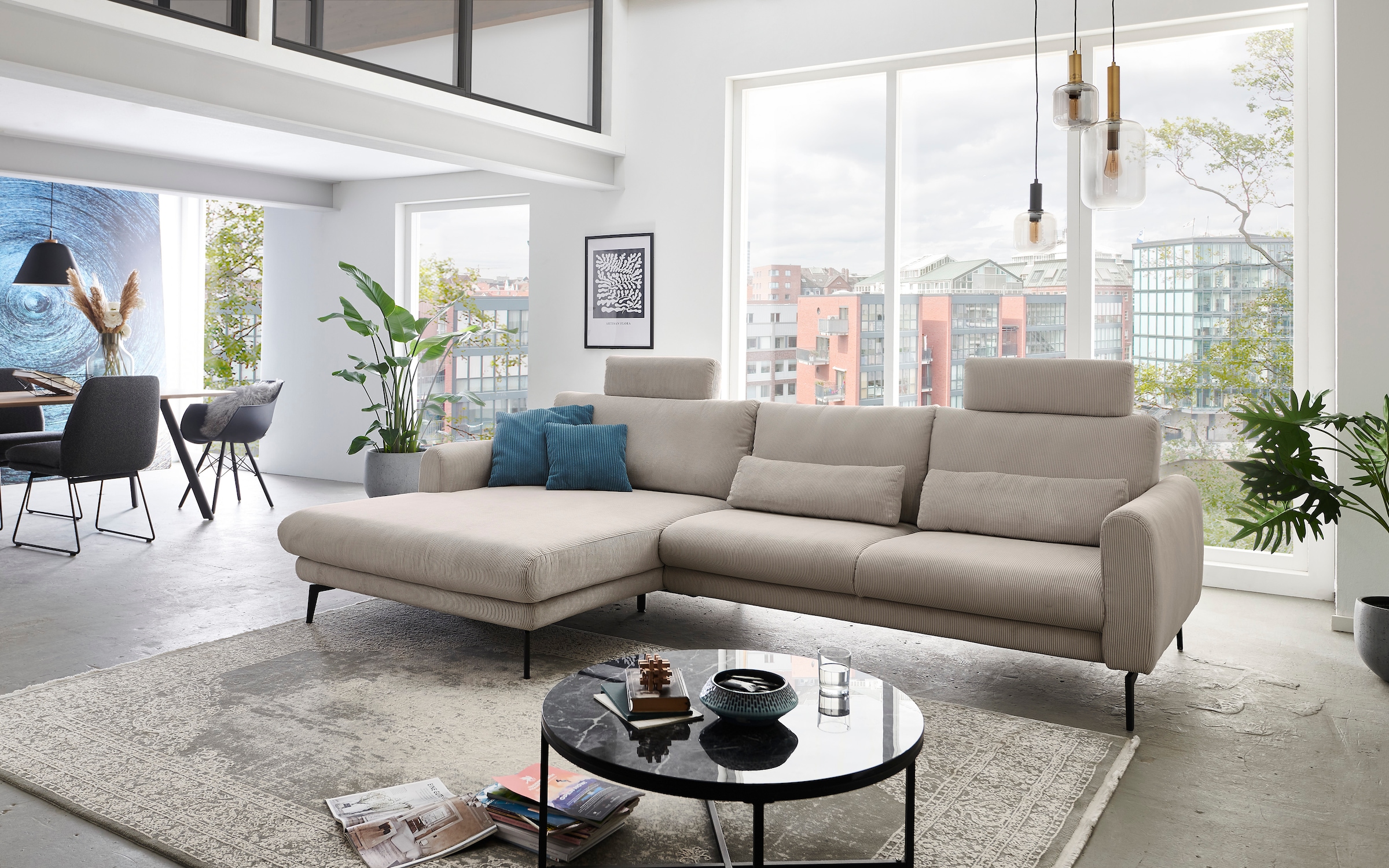 Die PlanBar Ecksofa »MP-IN23147 L-Form«, (2 St.), Kaltschaumpolsterung, softer Sitz & verstellbare Kopfstützen