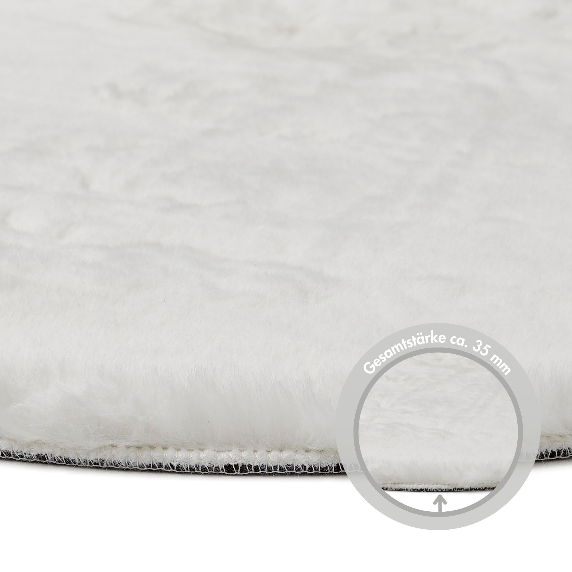 LUXOR living Fellteppich »Novara«, rund, 35 mm Höhe, Kunstfell, Kaninchenfell-Haptik, besonders weicher Hochflor