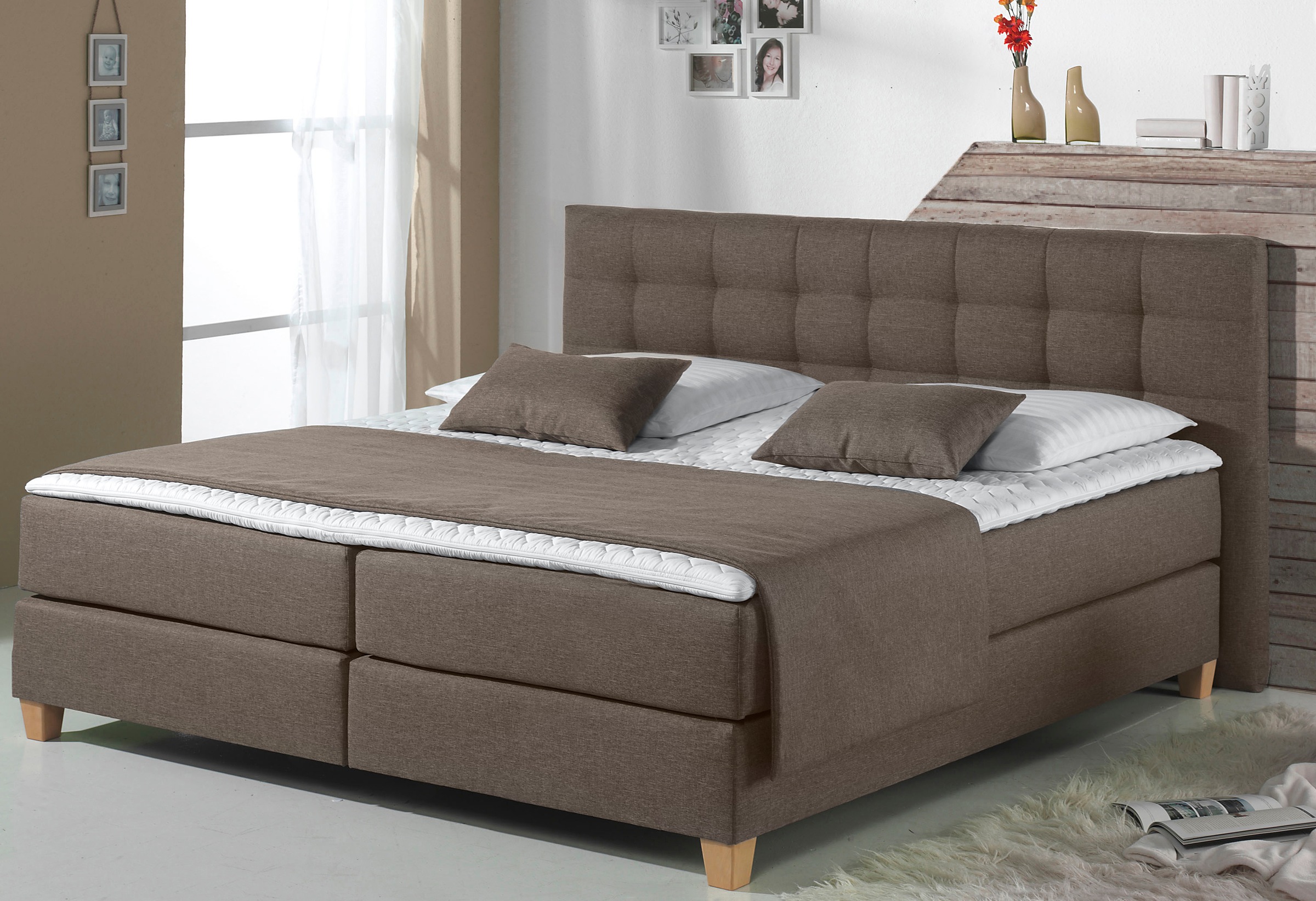 Home affaire Boxspringbett "Moulay" inkl. Topper, in Überlänge 220 cm, 3 Hä günstig online kaufen