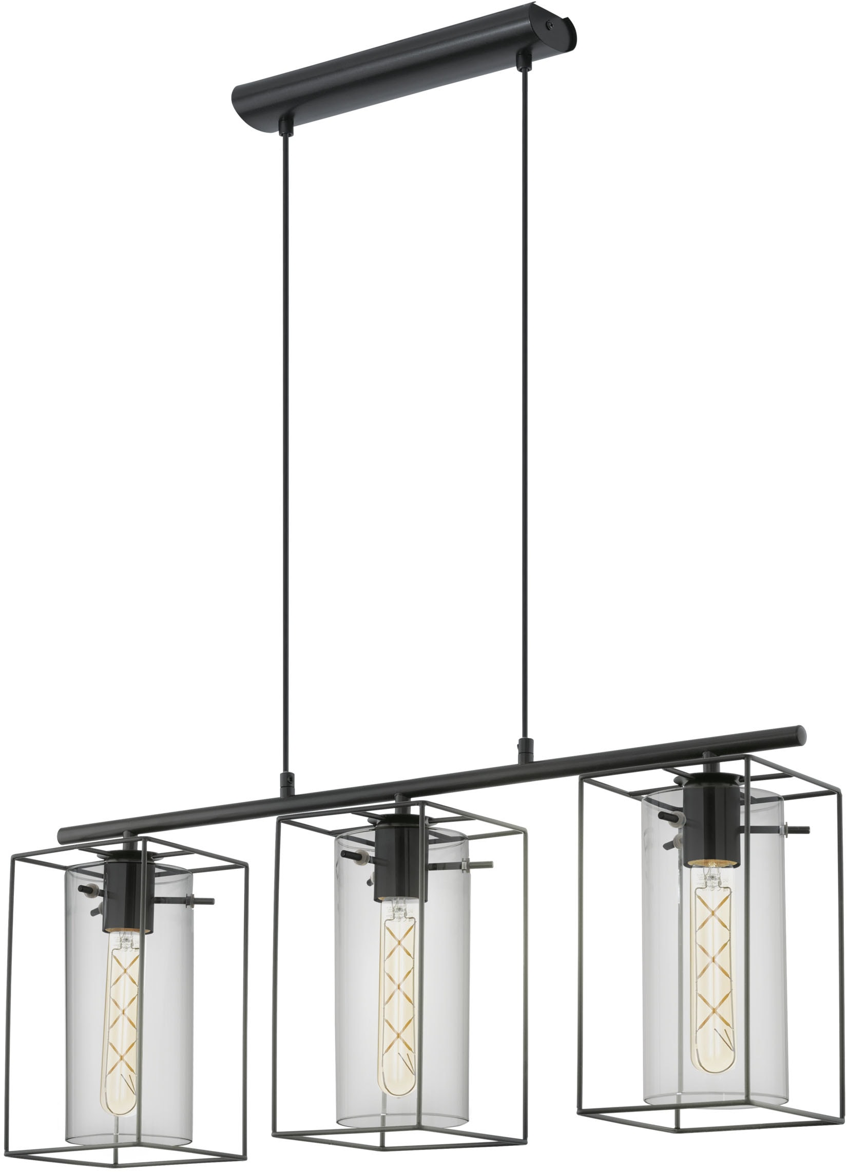 EGLO Hängeleuchte »LONCINO Pendellampe - Stahl - E27 - 3X60W - IP20« E27 1 Stk. Hängelampe, Deckenlampe, Wohnzimmer, Esszimmer, L74,5 x B15 x H110 cm