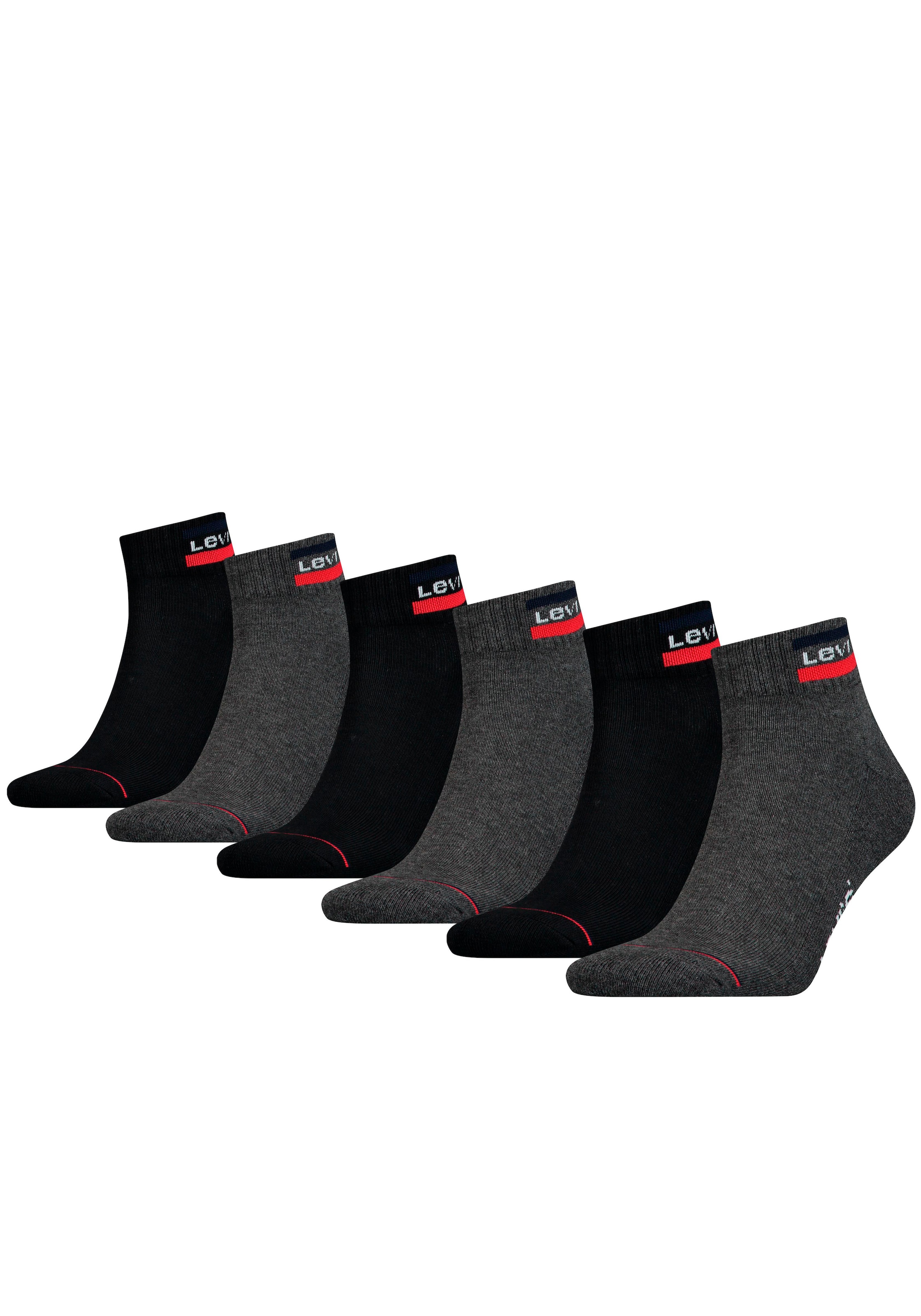 Levi's® Kurzsocken, (Packung, 6 Paar), mit breitem Logobund