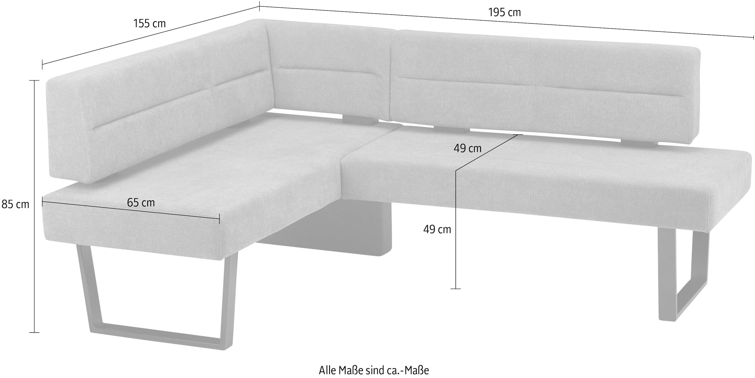 massivline&more Eckbank »Martina«, modernes Design, Gestell aus massivem Metall