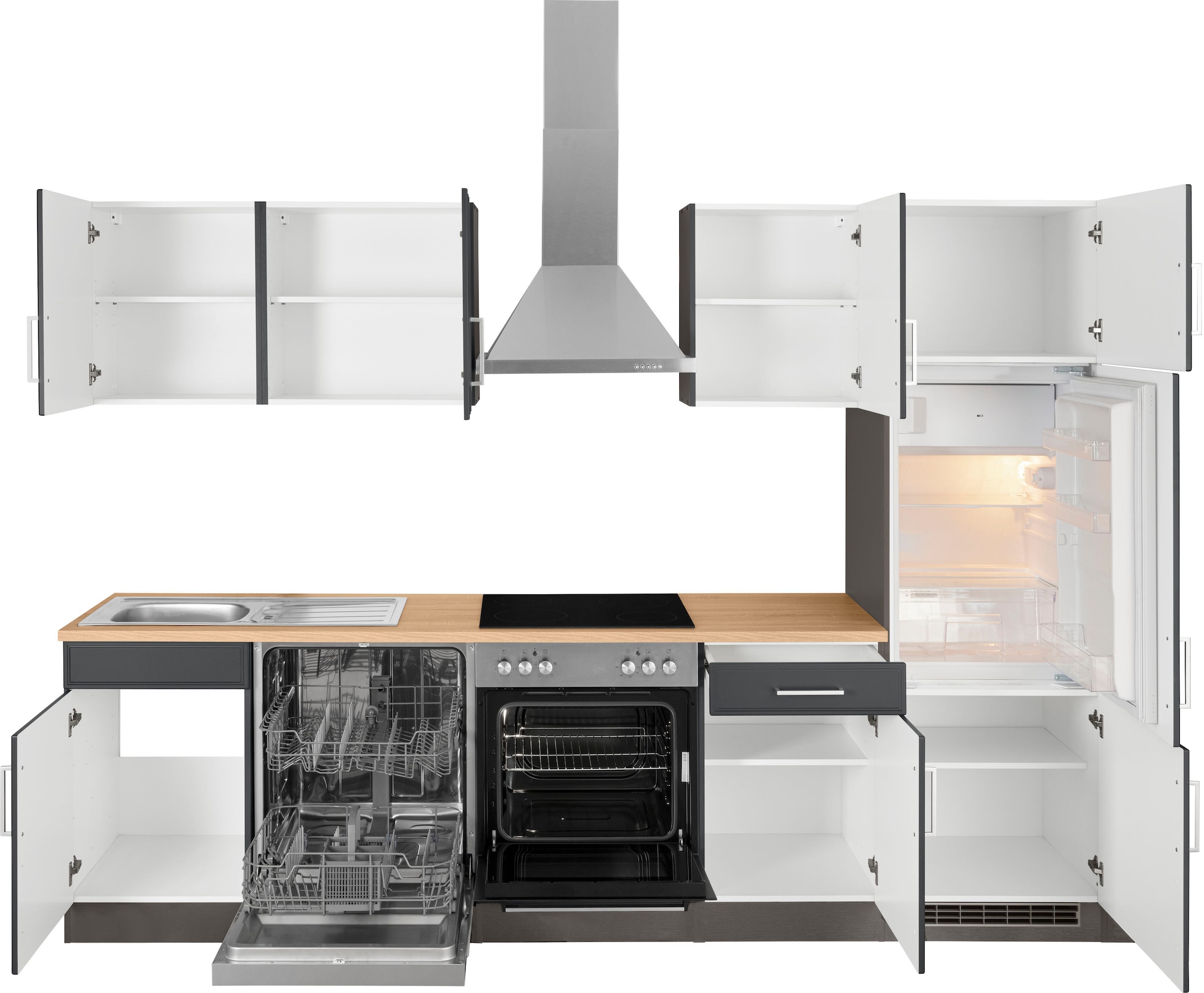HELD MÖBEL Küchenzeile »Stockholm«, Breite 280 cm, mit hochwertigen MDF  Fronten im Landhaus-Stil online bestellen