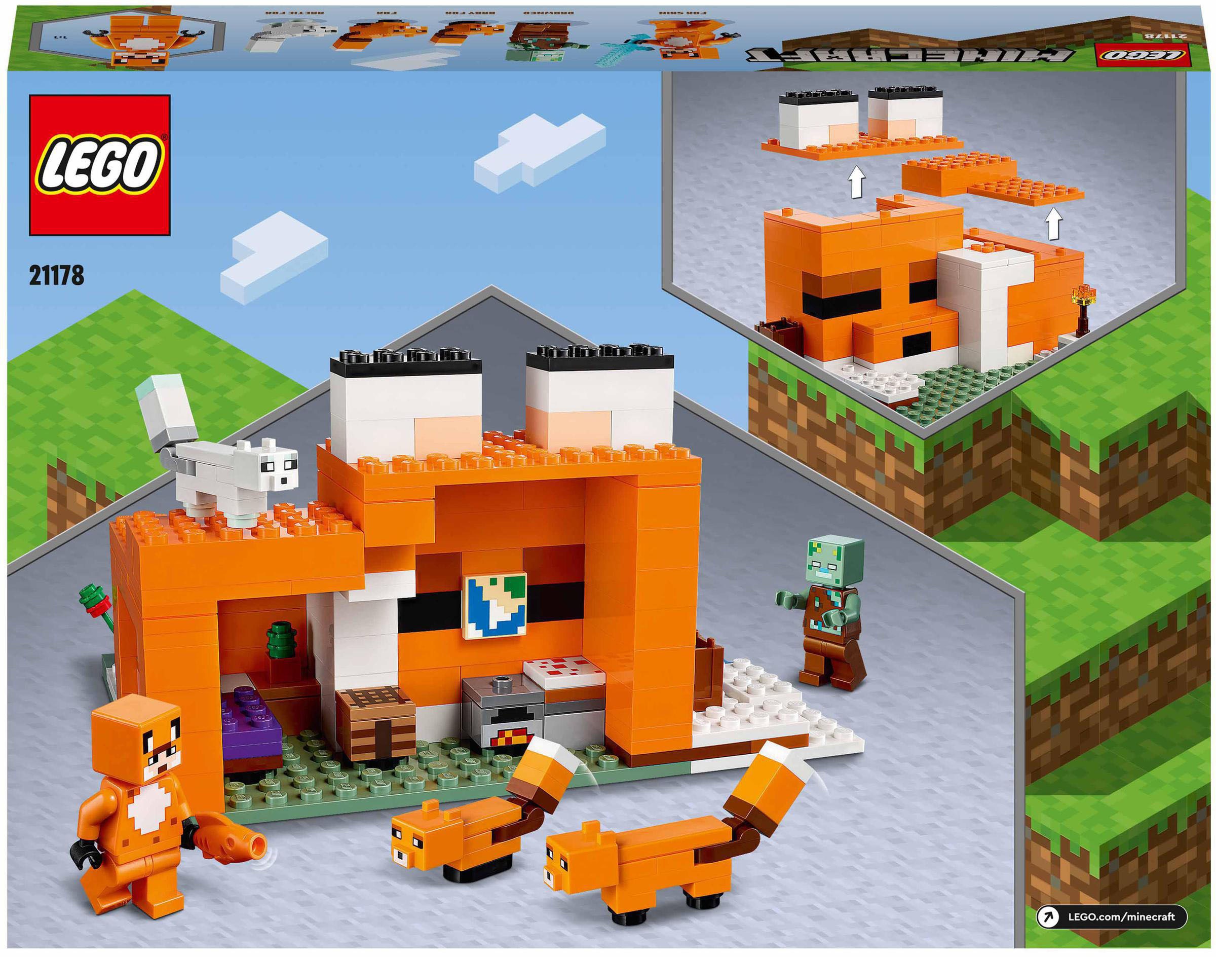 LEGO® Konstruktionsspielsteine »Die Fuchs-Lodge (21178), LEGO® Minecraft™«, (193 St.)