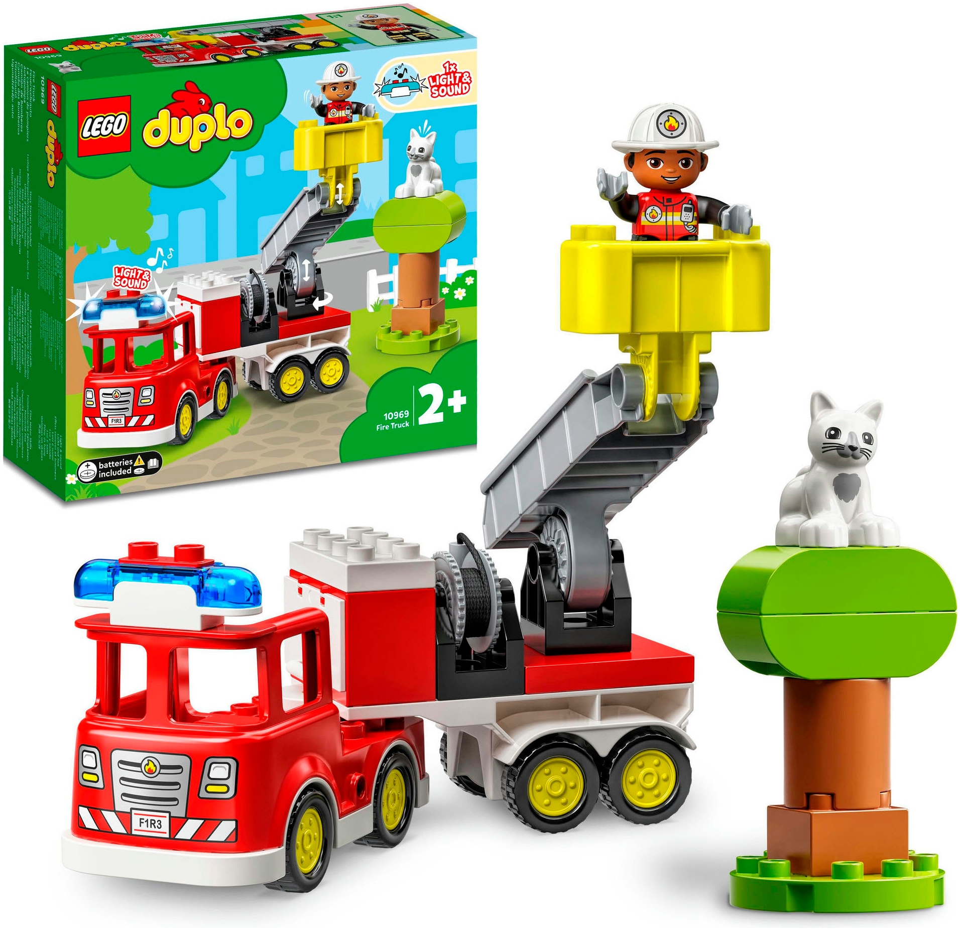 LEGO® Konstruktionsspielsteine »Feuerwehrauto (10969), LEGO® DUPLO«, (21 St.), mit Sirene und Licht; Made in Europe