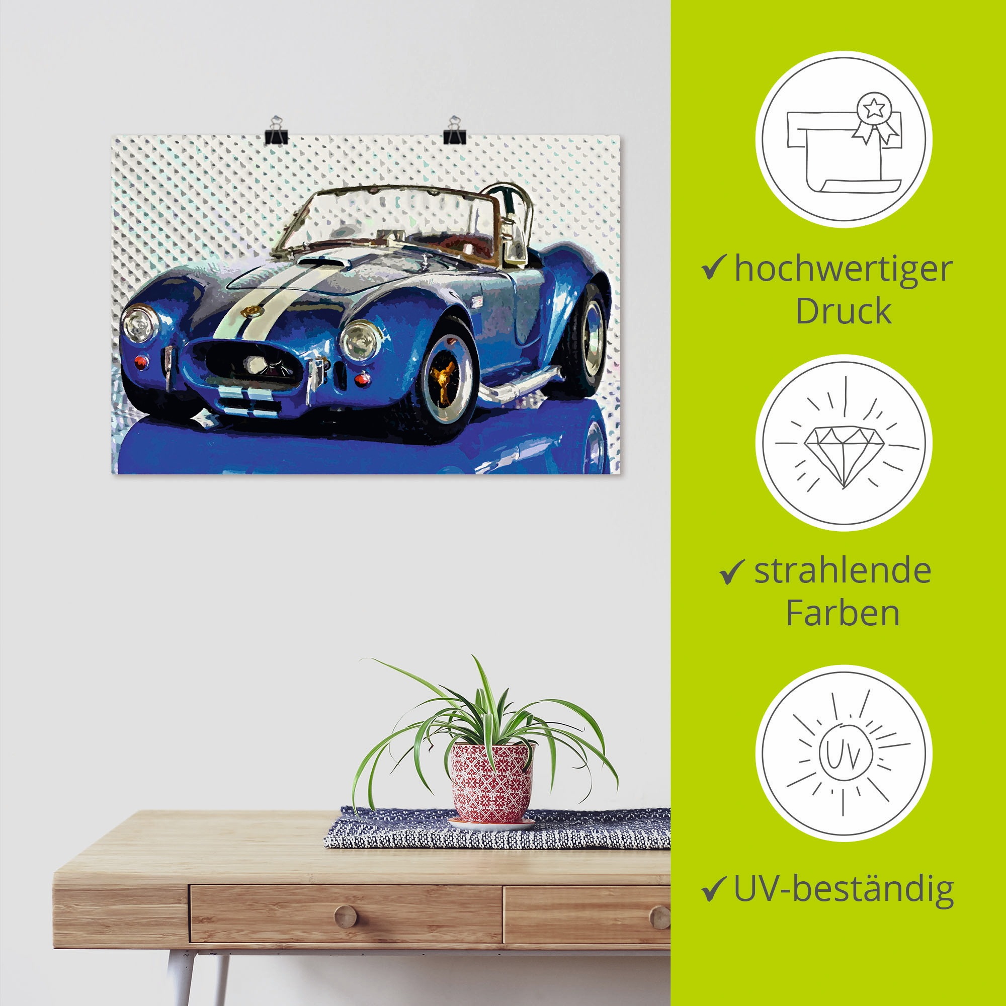 Artland Wandbild »Shelby Cobra blau«, Auto, (1 St.), als Leinwandbild, Poster in verschied. Größen