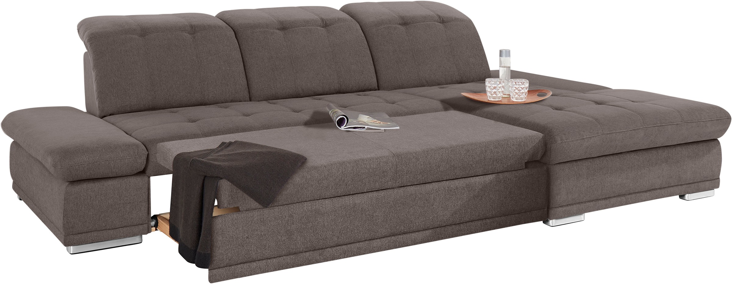 COTTA Ecksofa »Holiday L-Form mit Sitztiefen-, Armteil- und Kopfteilverstellung«, wahlweise mit Bettfunktion inkl. Bettkasten