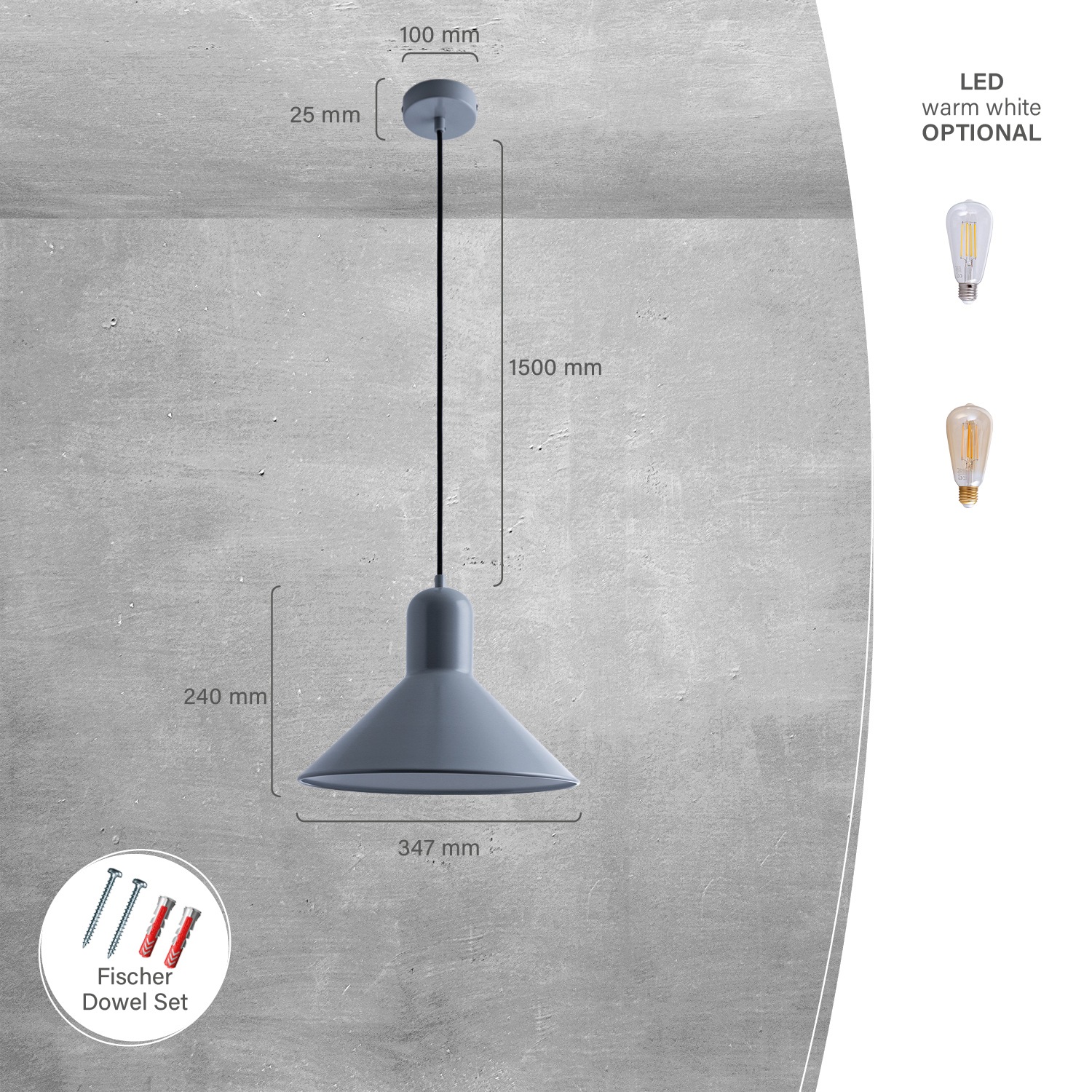 Paco Home Pendelleuchte »CLAIRE«, 1 flammig, Leuchtmittel E27 | ohne Leuchtmittel, Hängelampe Esszimmer Küchenlampe Hängend Esstischlampe Matt E27