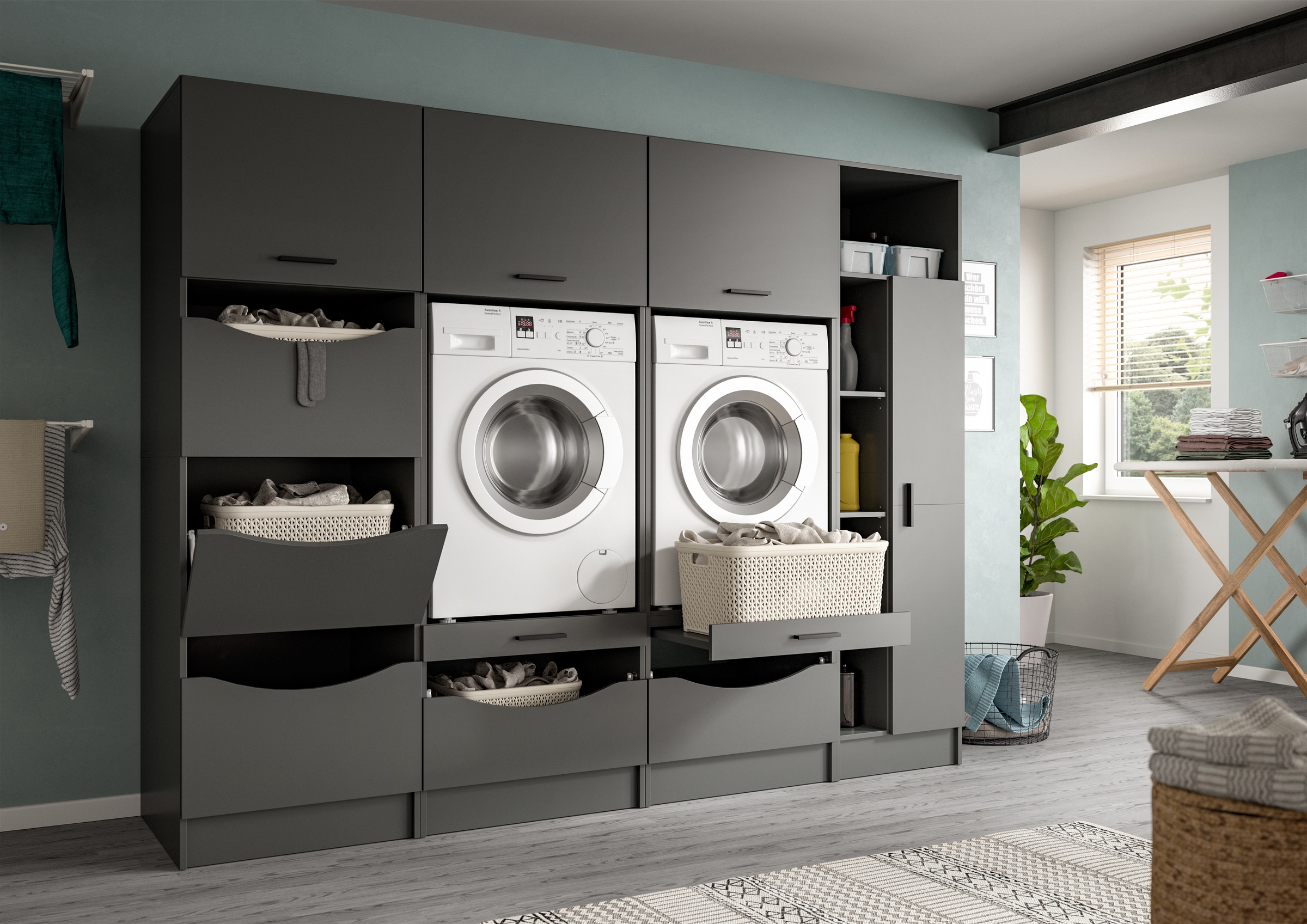 welltime Badmöbel-Set »FALAS, TOPSELLER!, 4-teilig, Hauswirtschaftsraum Set günstig online kaufen