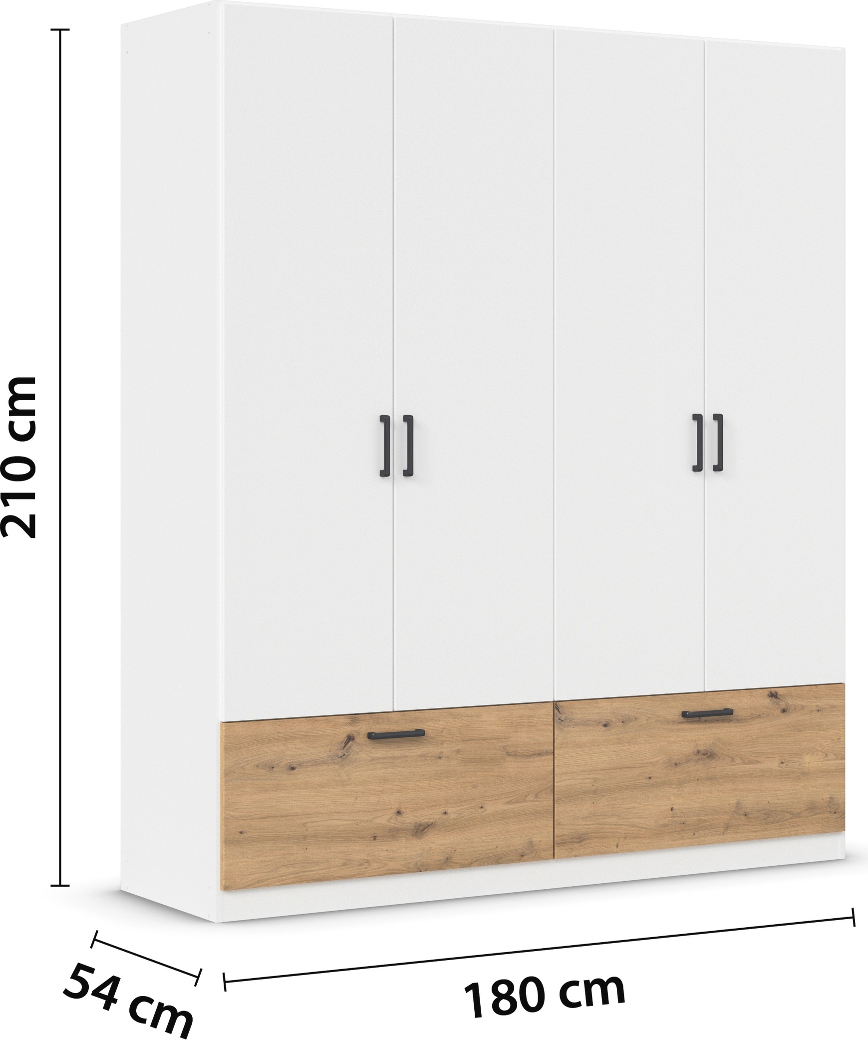 rauch Drehtürenschrank »Kleiderschrank Schrank Garderobe Wäscheschrank BARI«, mit Schubkästen und modernem Griff in Graumetallic MADE IN GERMANY