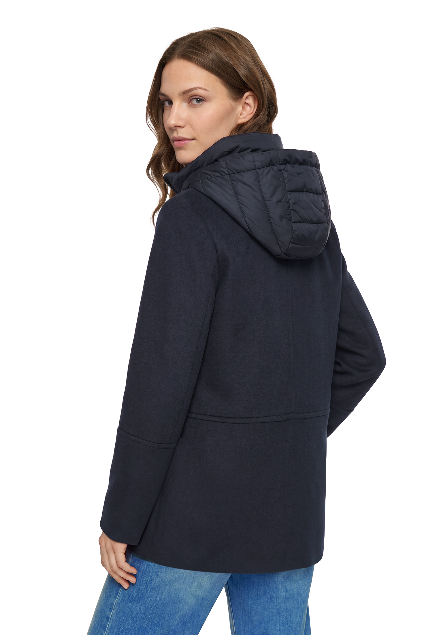 Gil Bret Fleecejacke mit Kapuze mit Reverskragen und Steppkapuze