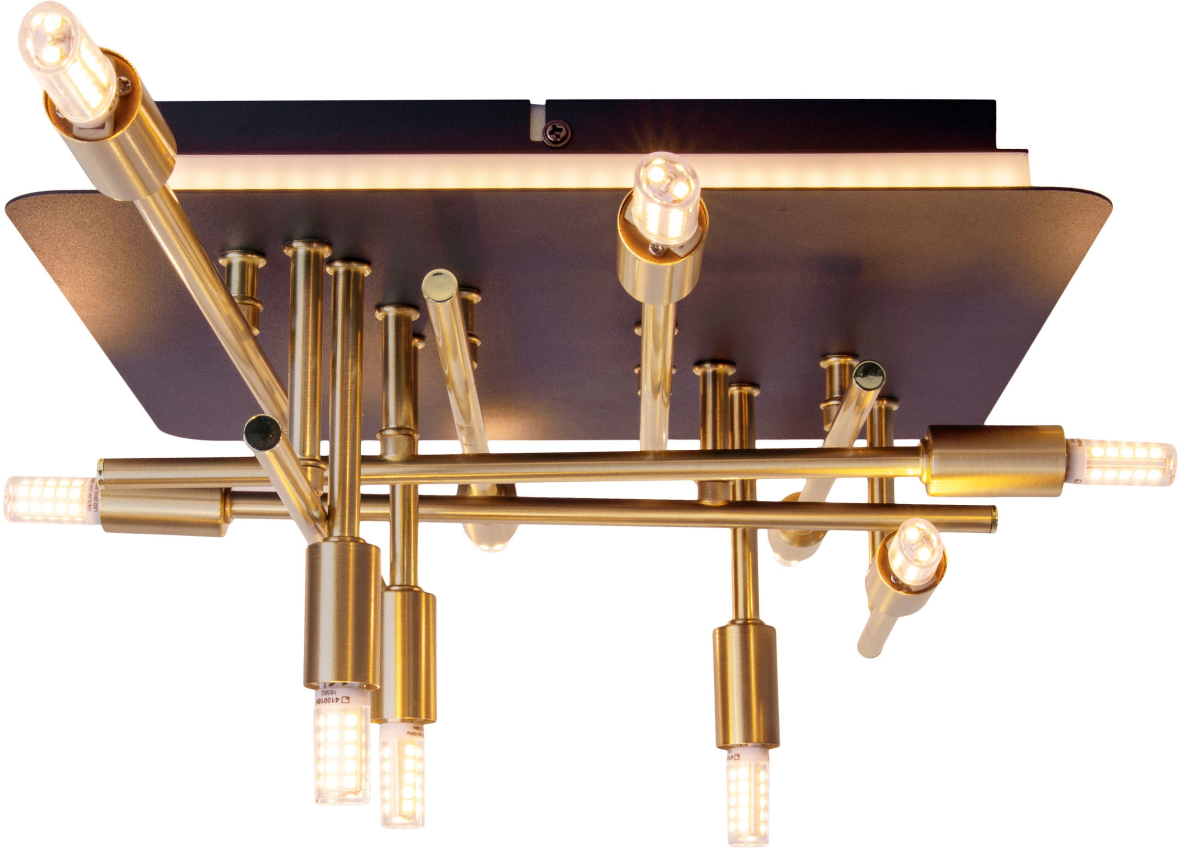 näve LED Deckenleuchte »Ancona«, 11 flammig, Leuchtmittel G9 | LED fest integriert, messing/schwarz, Lichtfarbe warmweiß mit Backlight schwarz/gold,11xG9