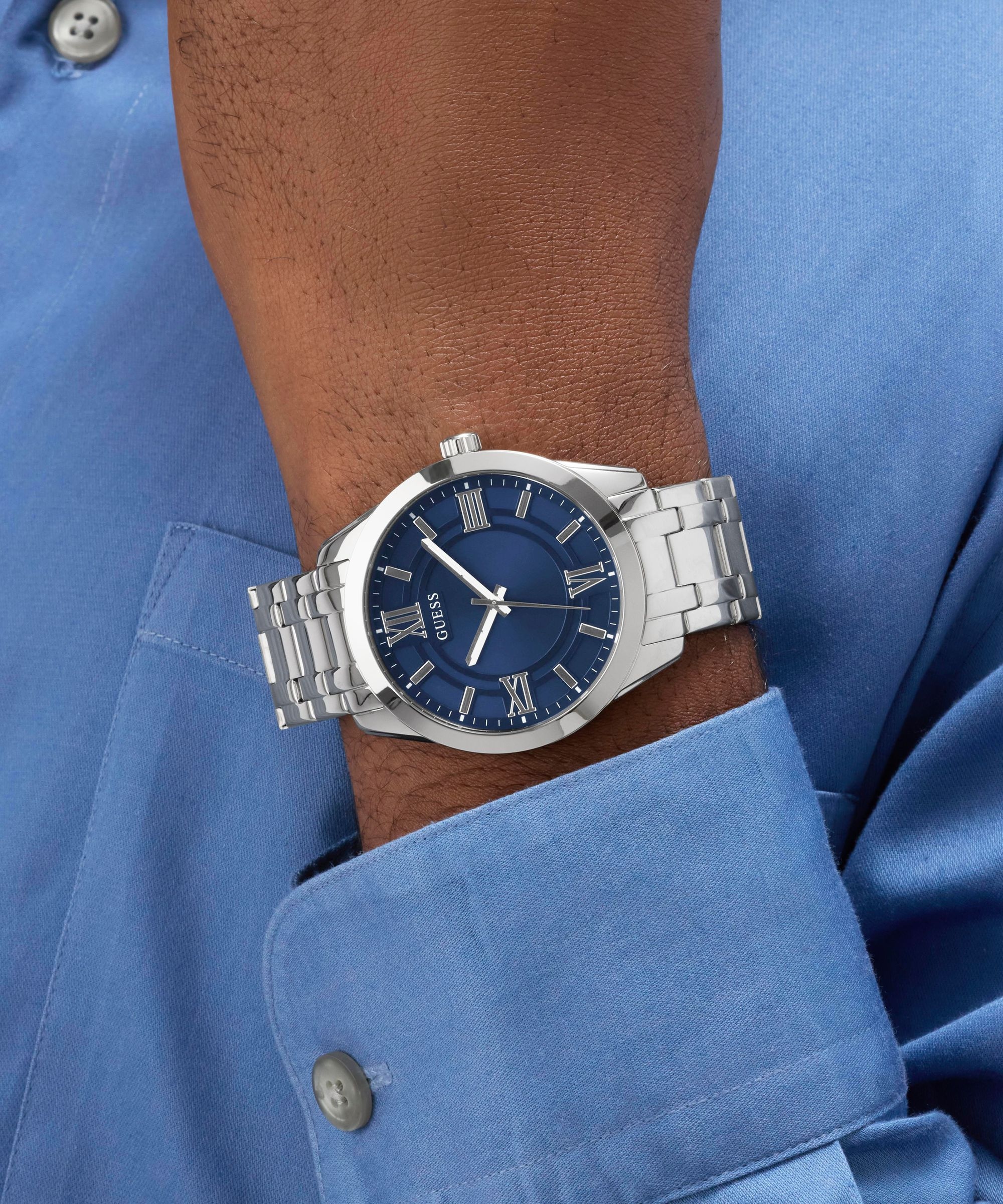 Guess Quarzuhr »ELLIOT« Armbanduhr, Herrenuhr, Edelstahlarmband, Ideal auch als Geschenk