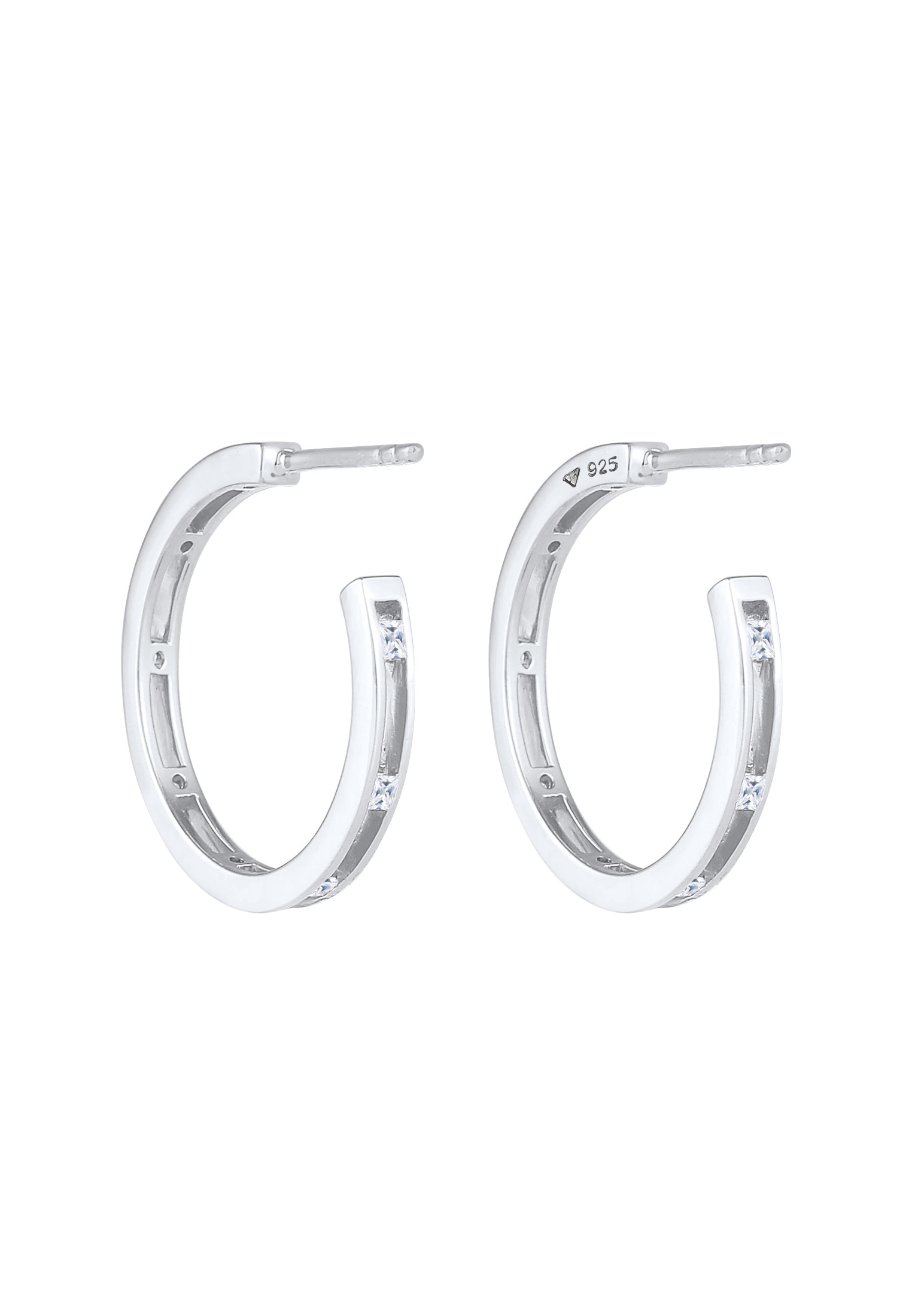 Elli Paar Ohrstecker »Creolen Stecker Zirkonia Viereck 925 Silber«