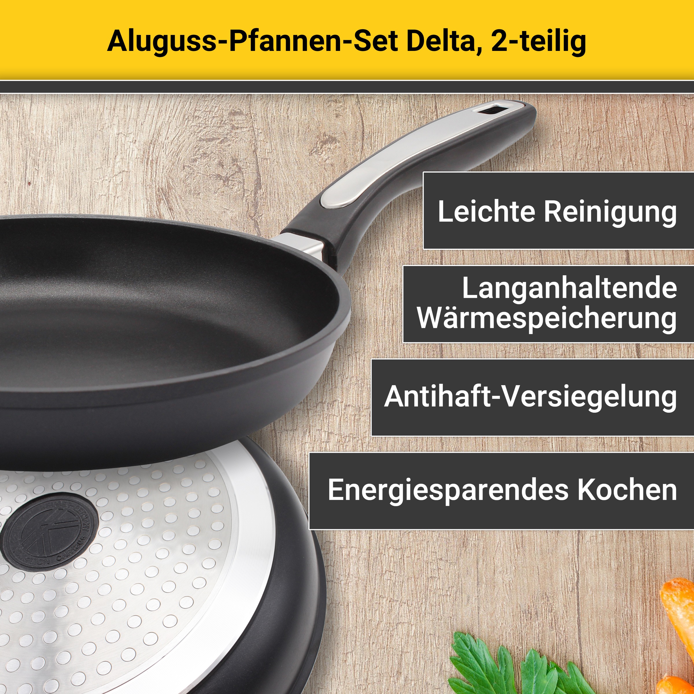 Krüger Pfannen-Set »Delta« Aluminiumguss Set, 2 Stk. tlg. Ø 24/28 cm, Induk günstig online kaufen