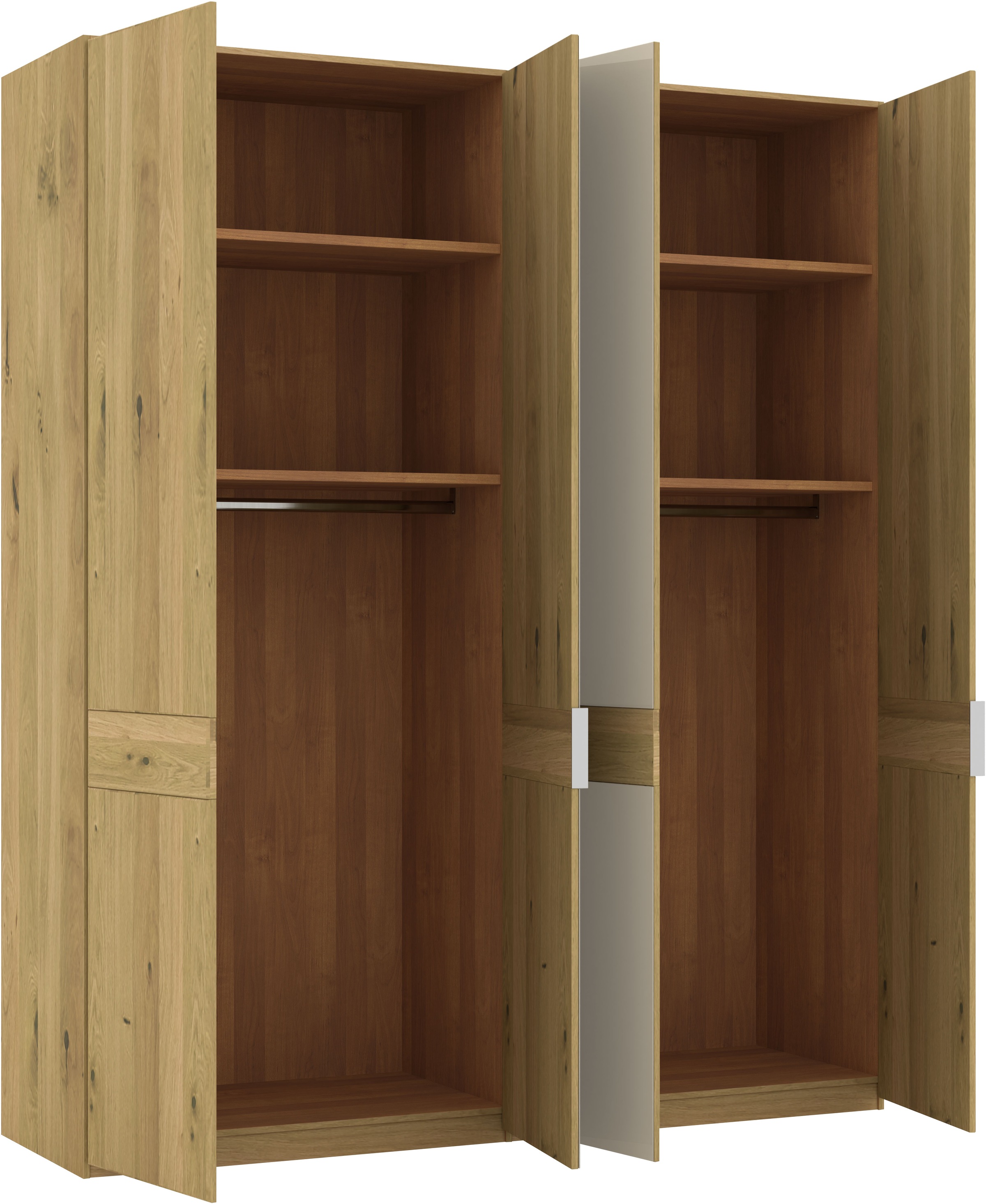 Musterring Drehtürenschrank »Savona, Kleiderschrank, Schrank, Garderobe, teilmassiv Eiche«, (mit Türdämpfern, mit Spiegel oder Glas, extra Böden, MADE IN GERMANY), Türen in Bianco-Eiche massiv, Spiegel-/Glastüren, verschiedene Größen