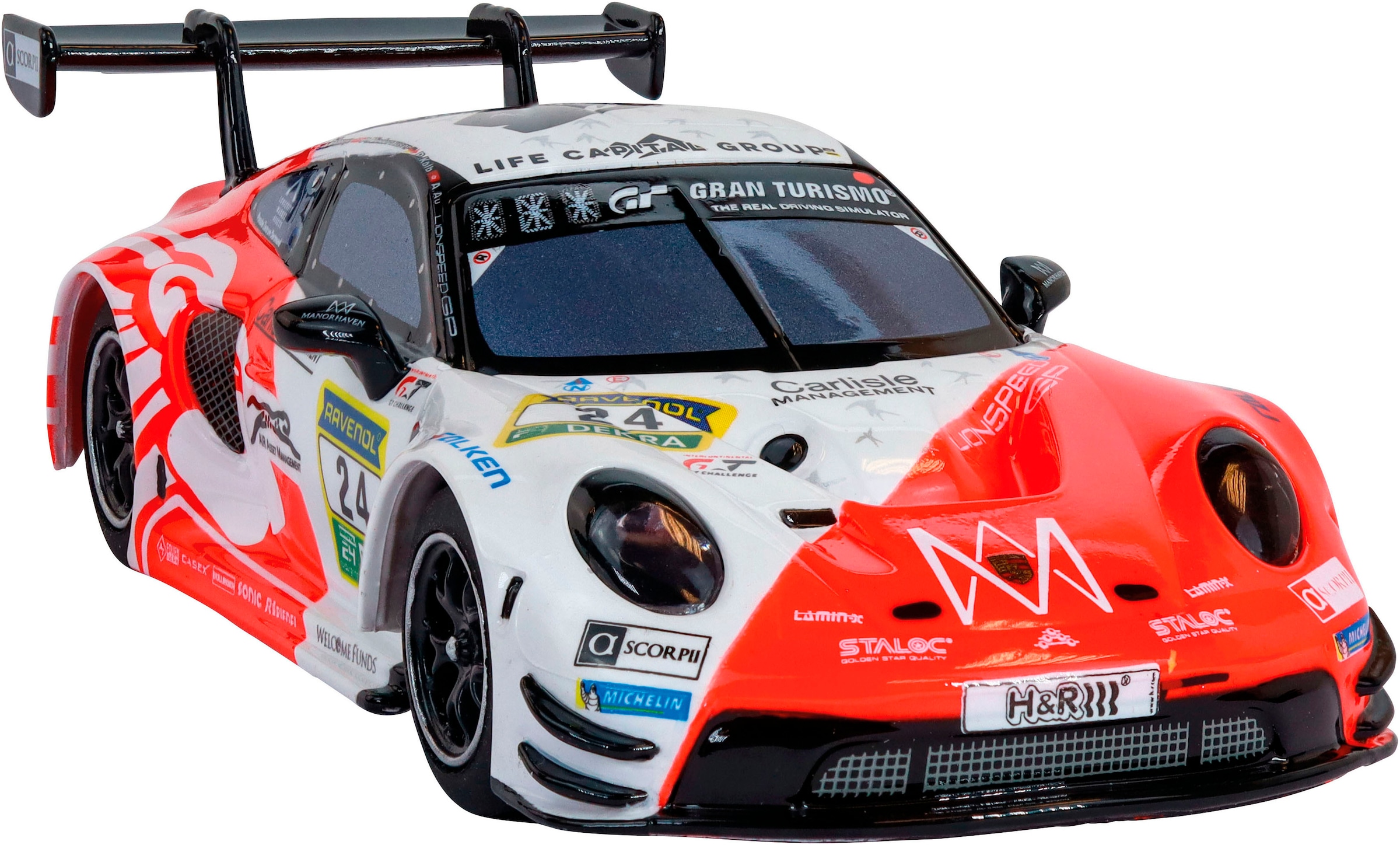 Carrera® Rennbahn-Auto »Carrera Hybrid Porsche 911 GT3 R 'Lionspeed GP, No.24'« mit Licht und Sound