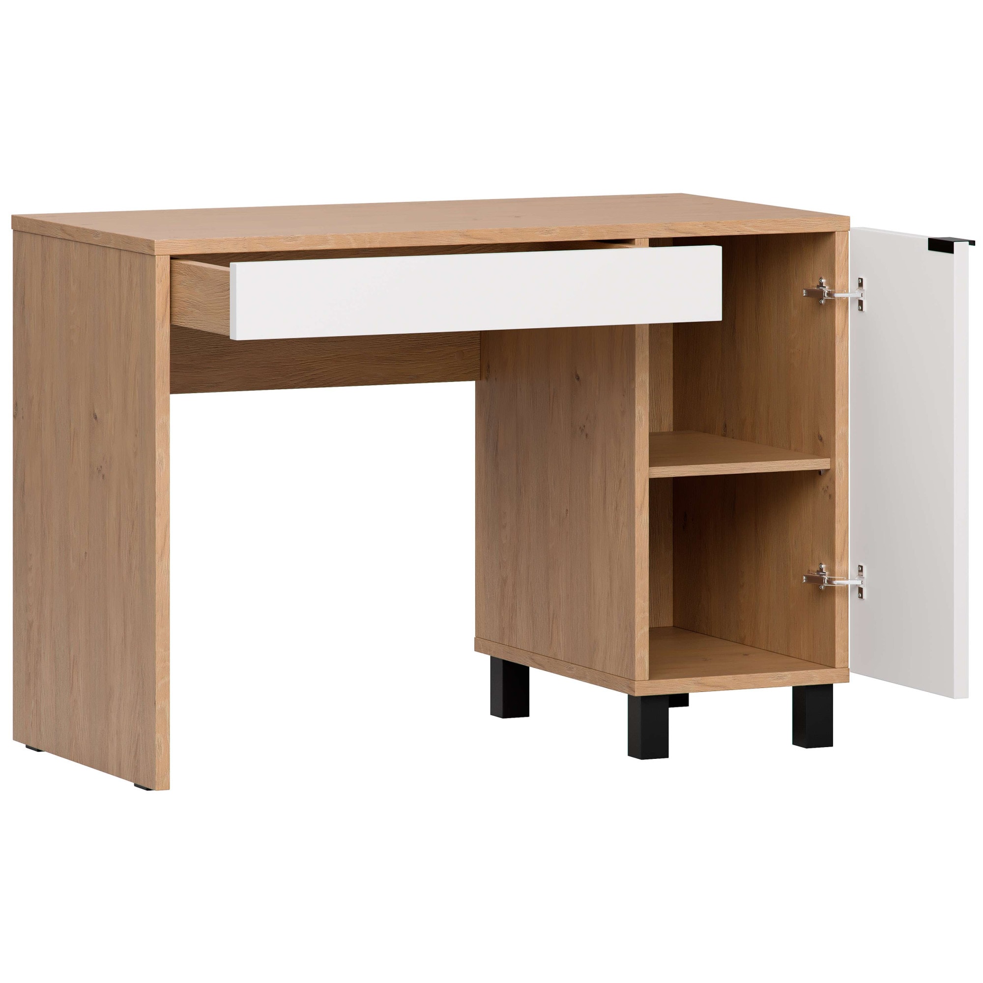 VOX Schreibtisch »SIMPLE Computertisch mit Stauraum, Maße B/T/H: 110/55/86,7 cm«, Bürotisch mit Schublade & Schrank in 3 Farben erhältlich, Metallgriffe