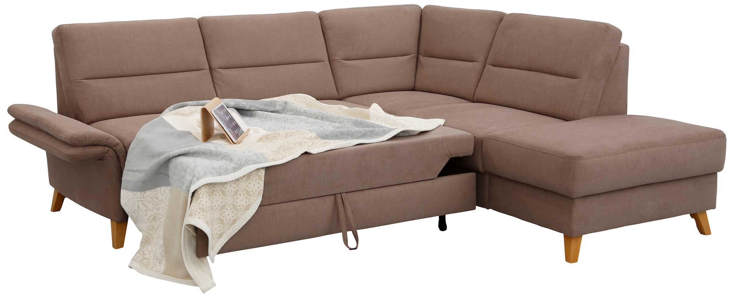 Home affaire Ecksofa »Westerland L-Form«, Federkern-Polsterung, wahlweise mit Bettfunktion, Bettkasten