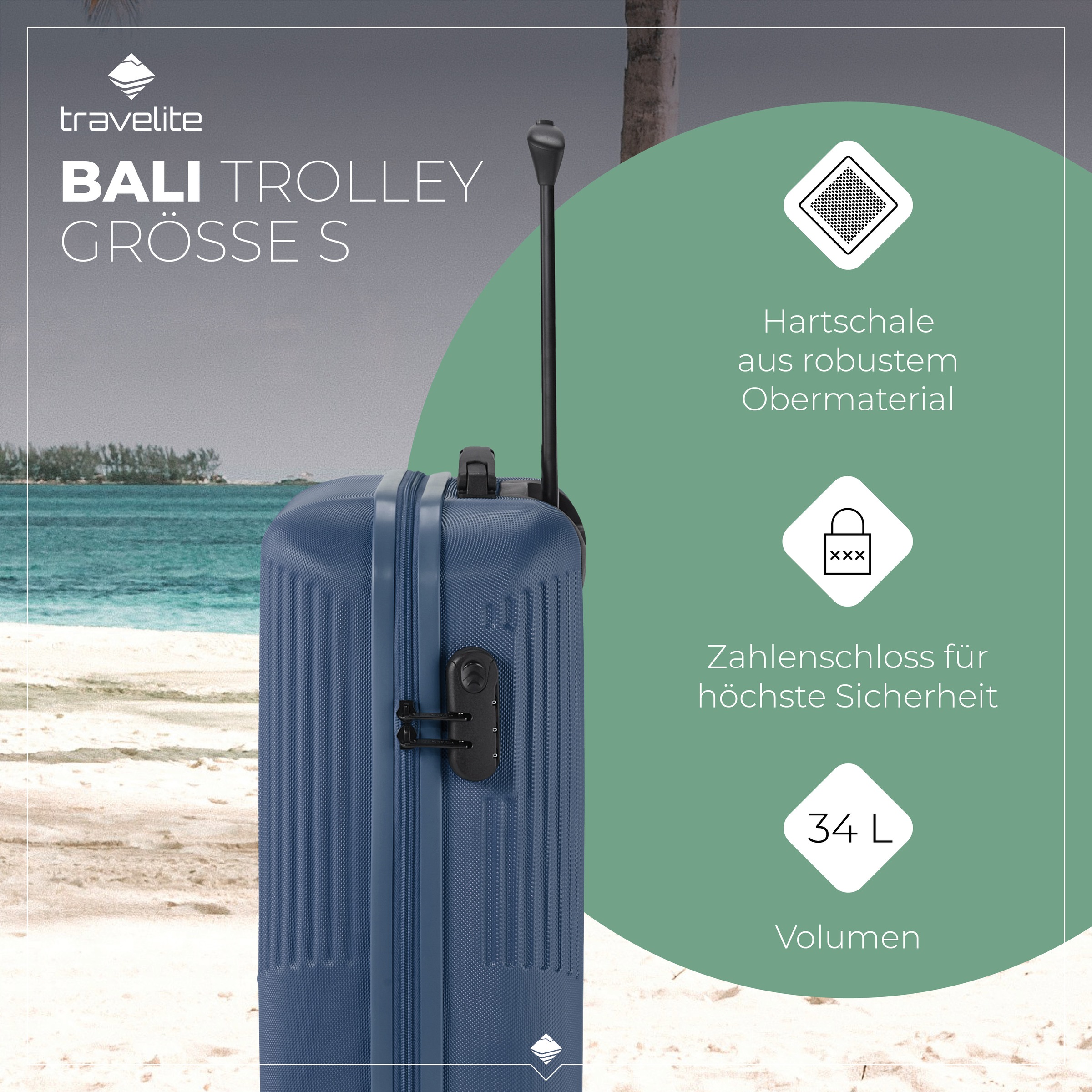 travelite Hartschalen-Trolley »BALI, in verschiedenen Größen und Farben«, 4 Rollen, Hartschallenkoffer Reisegepäck Reisekoffer TSA Schloss