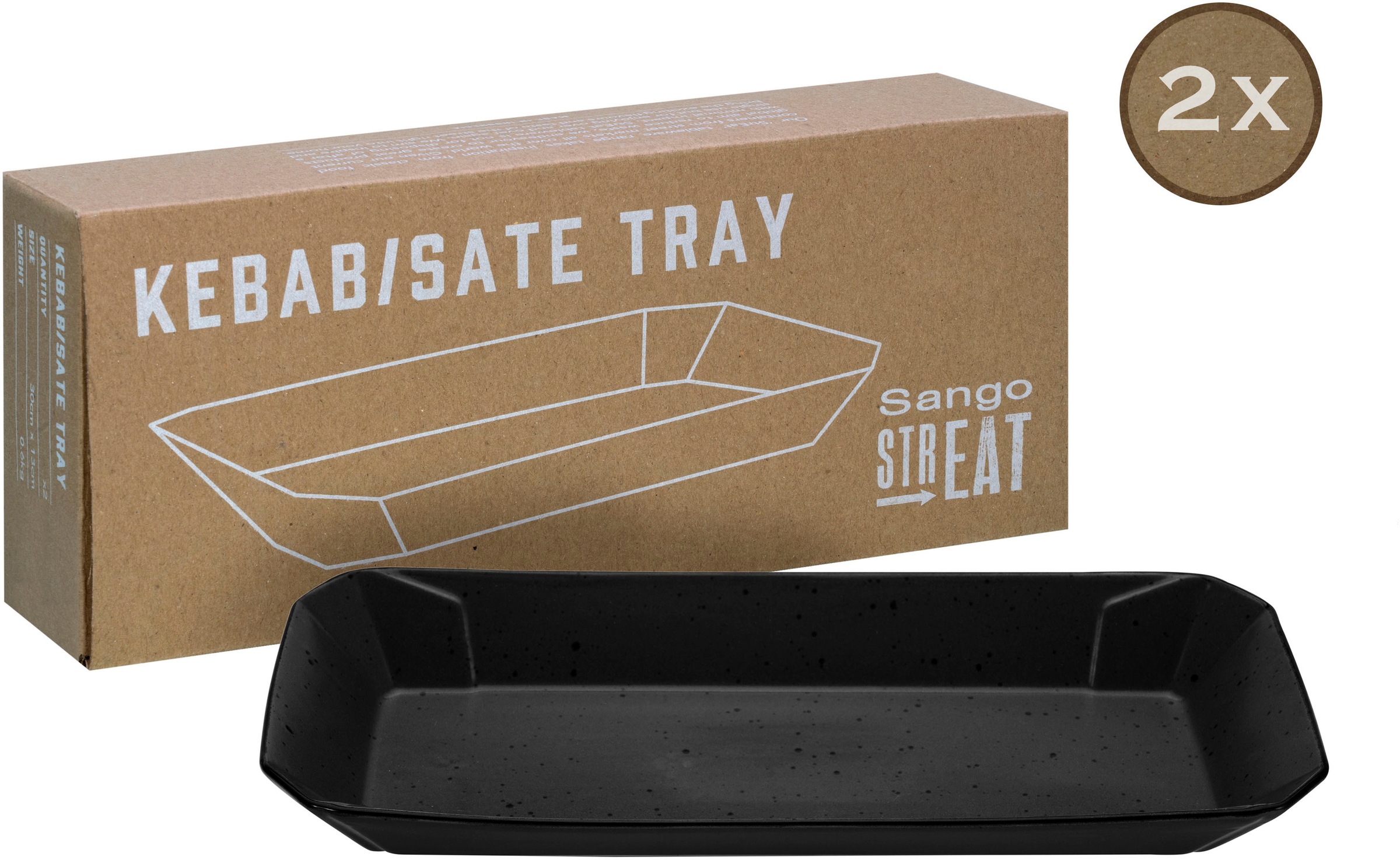 CreaTable Servierschale »Tray Kebab«, 2 tlg., aus Steinzeug, Snackschale, Topaktueller „Streat Food“ Trend