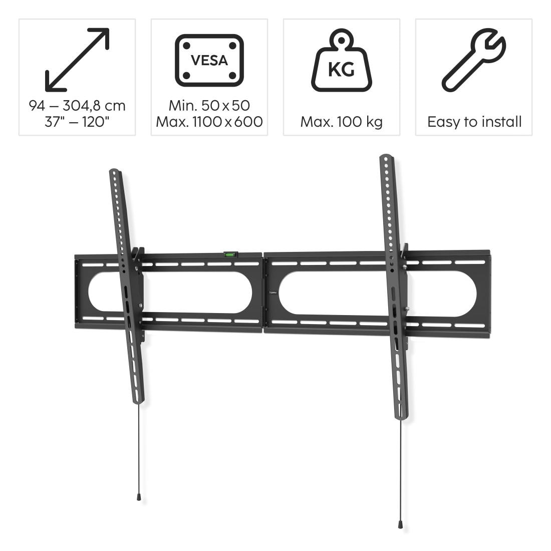 Hama TV-Wandhalterung »Halterung neigbar, 94 - 304,8 cm (37" - 120"),43", 50", 55", 65", 75"«, bis 305 cm Zoll