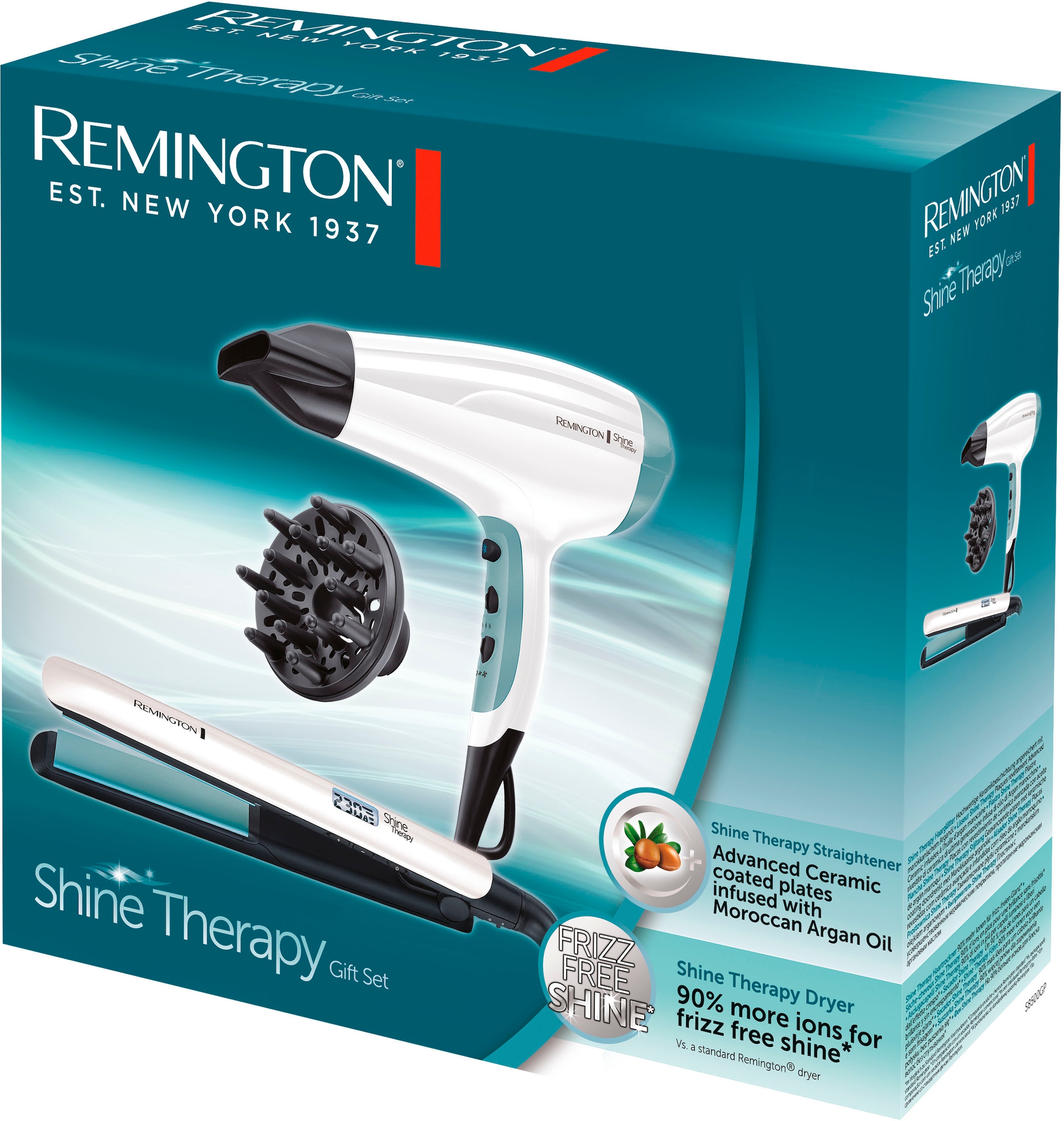 Remington Haartrockner »Shine Therapy S8500GP Geschenk-Set«, 2300 W, 2  Aufsätze, bestehend aus Haarglätter mit Keramikbeschichtung und Haartrockner  online kaufen