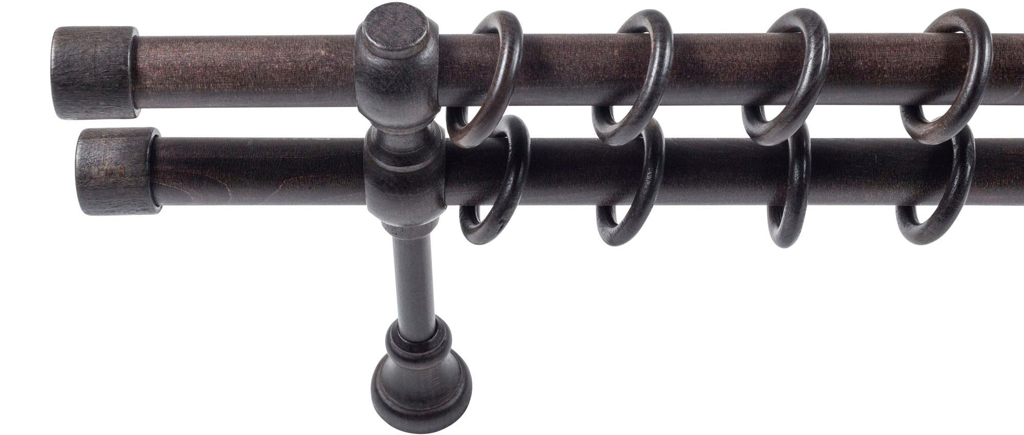 SN DECO GROUP Gardinenstange »Cafiro«, 2 läufig-läufig, Fixmaß, 28 mm, Holz, verschiedene Längen und Farben, Komplettset