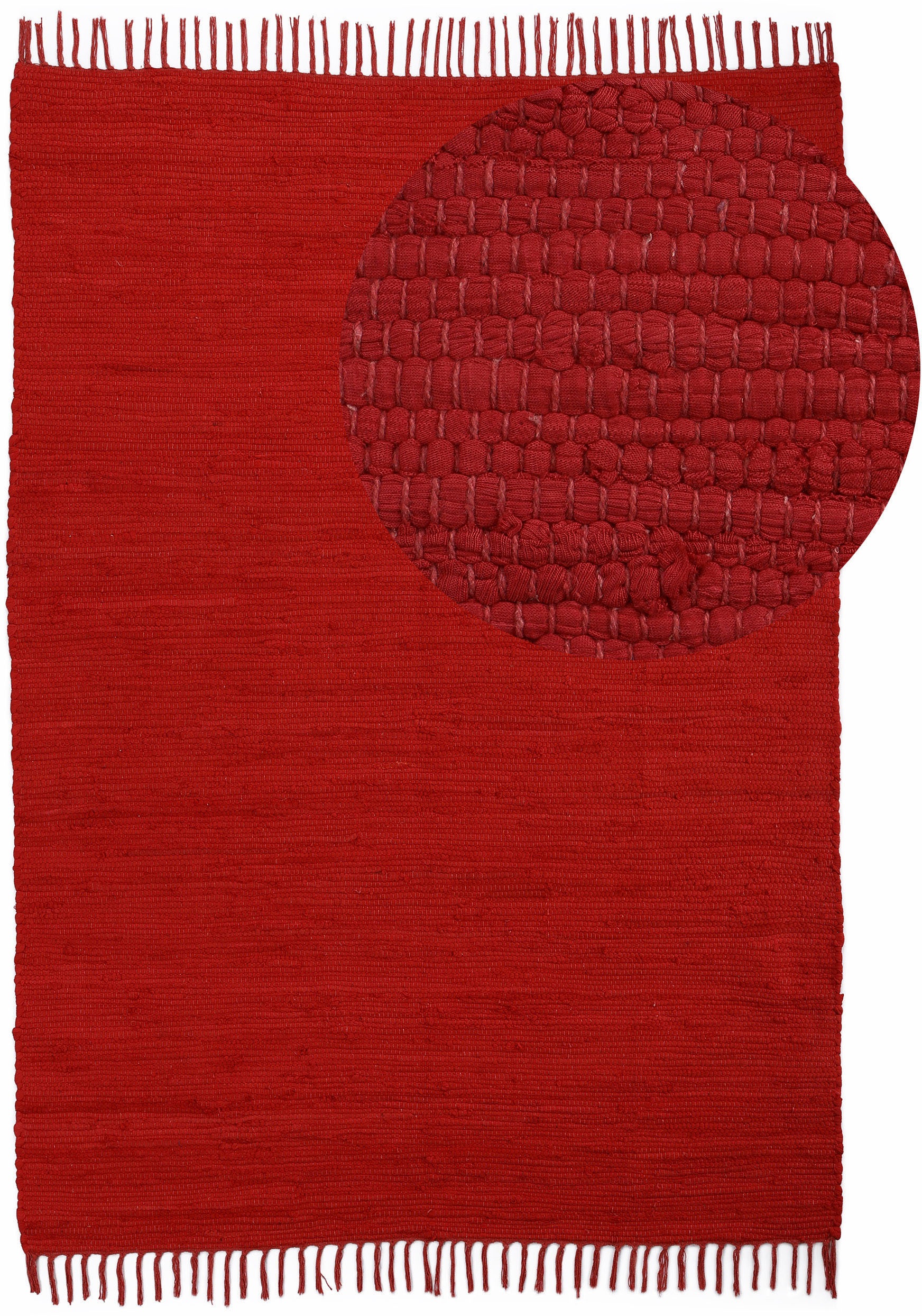 my home Teppich "Handweb Uni, Wendeteppich" rechteckig 5 mm Höhe Fleckerlte günstig online kaufen