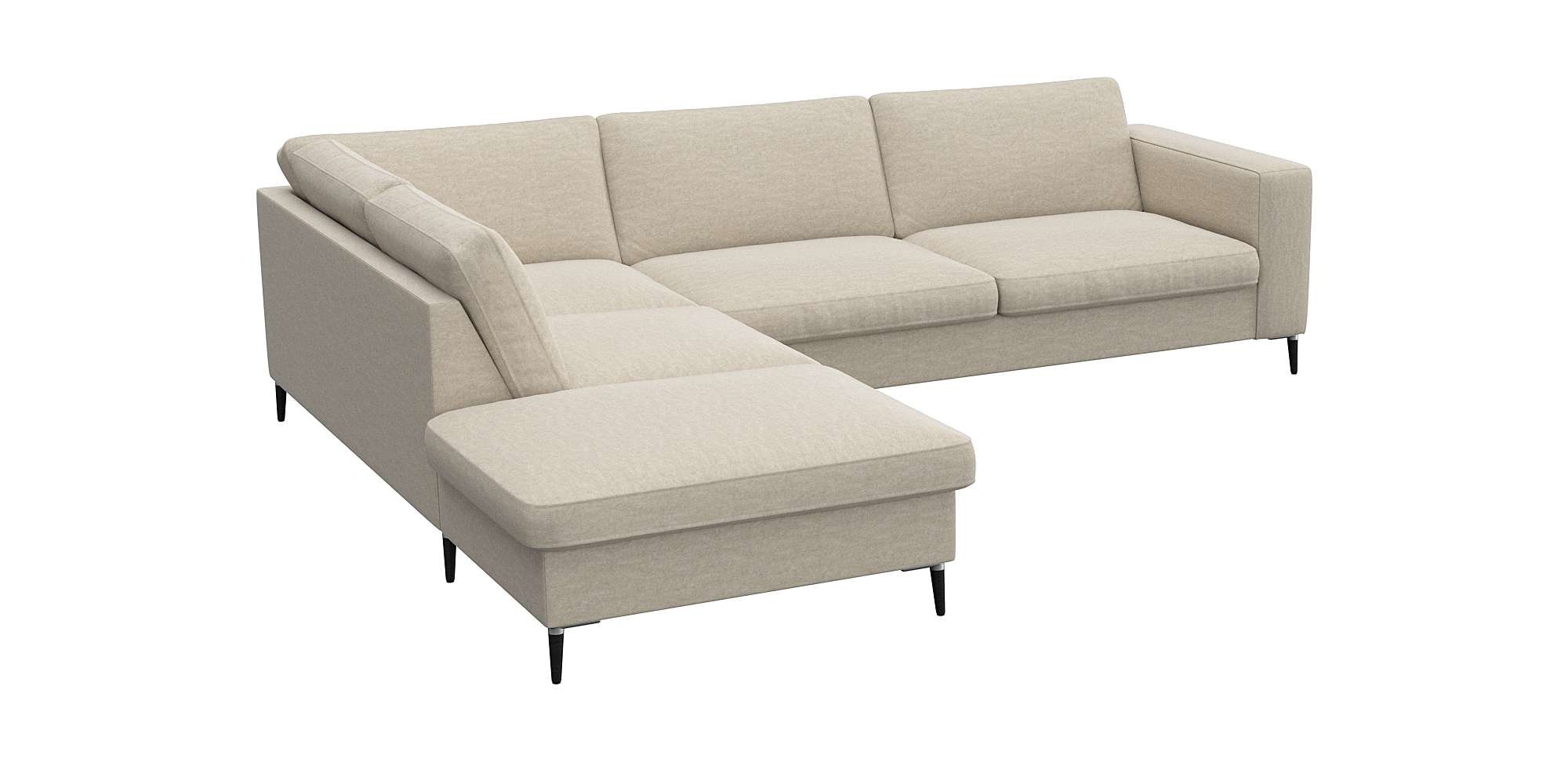 FLEXLUX Ecksofa »Fiore, L-Form, bequem und komfortabel durch hochwertigem Sitzaufbau«, breite Armlehnen, Kaltschaum, Füße Alu+schwarz
