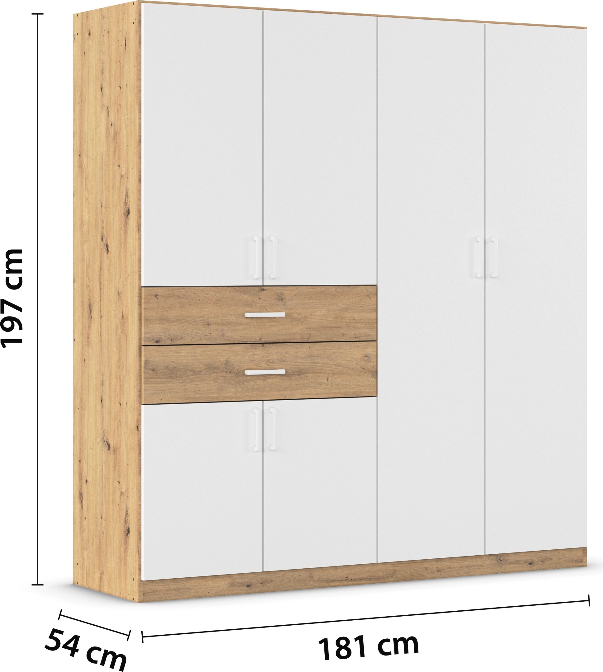 rauch Drehtürenschrank »Kleiderschrank Schrank Garderobe MAIKA mit Dekor-Front«, 2 Schubladen, in verschiedenen Breiten, Höhen, Farben, MADE IN GERMANY