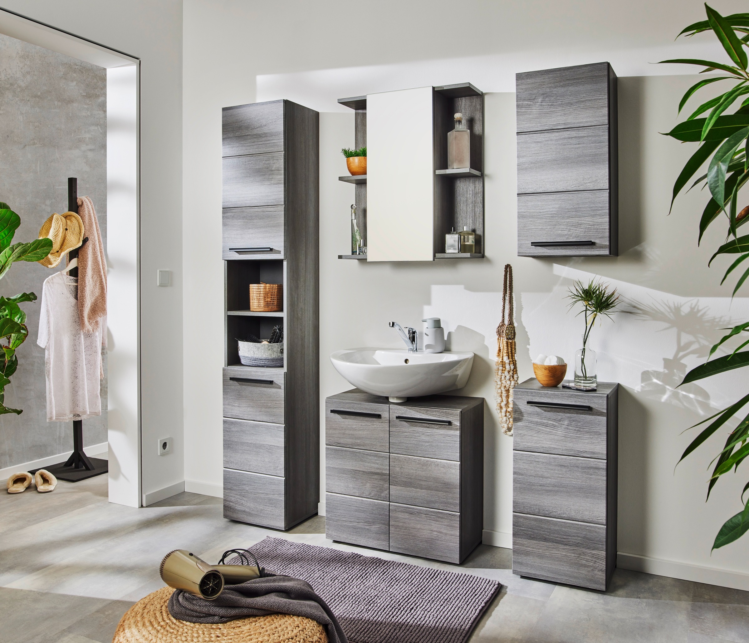 BASIC by Balculina Spiegelschrank »Silver,Badezimmerschrank BxHxT 60x70x20«, (1 St.), Breite 60cm, Tür L/R monierbar, FSC-Mix 70%