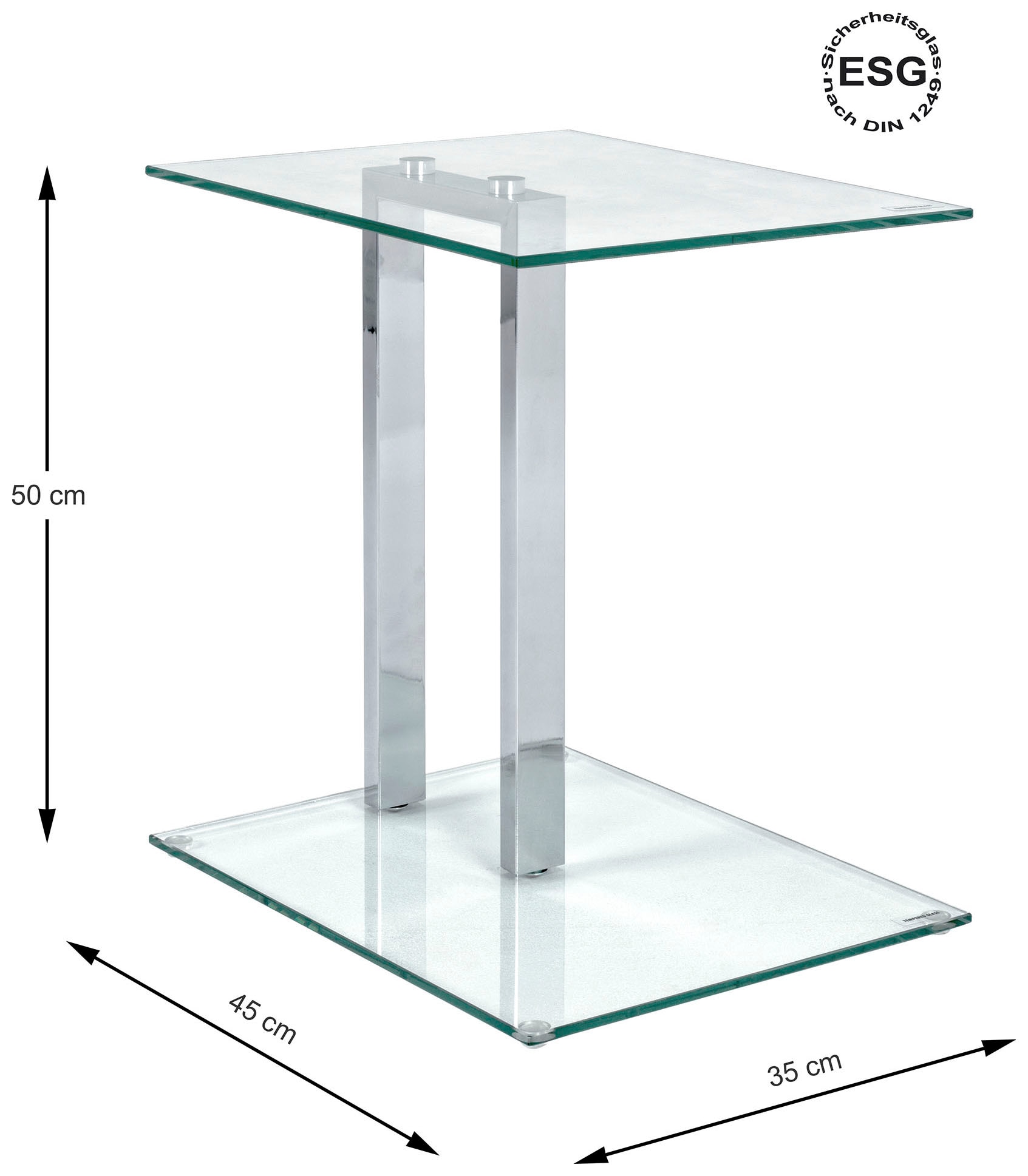 HAKU Beistelltisch »Sofatisch, Wohnzimmertisch« 1 Stk. tlg. rechteckig - aus Metall Silber B/T/H 45/35/50 cm