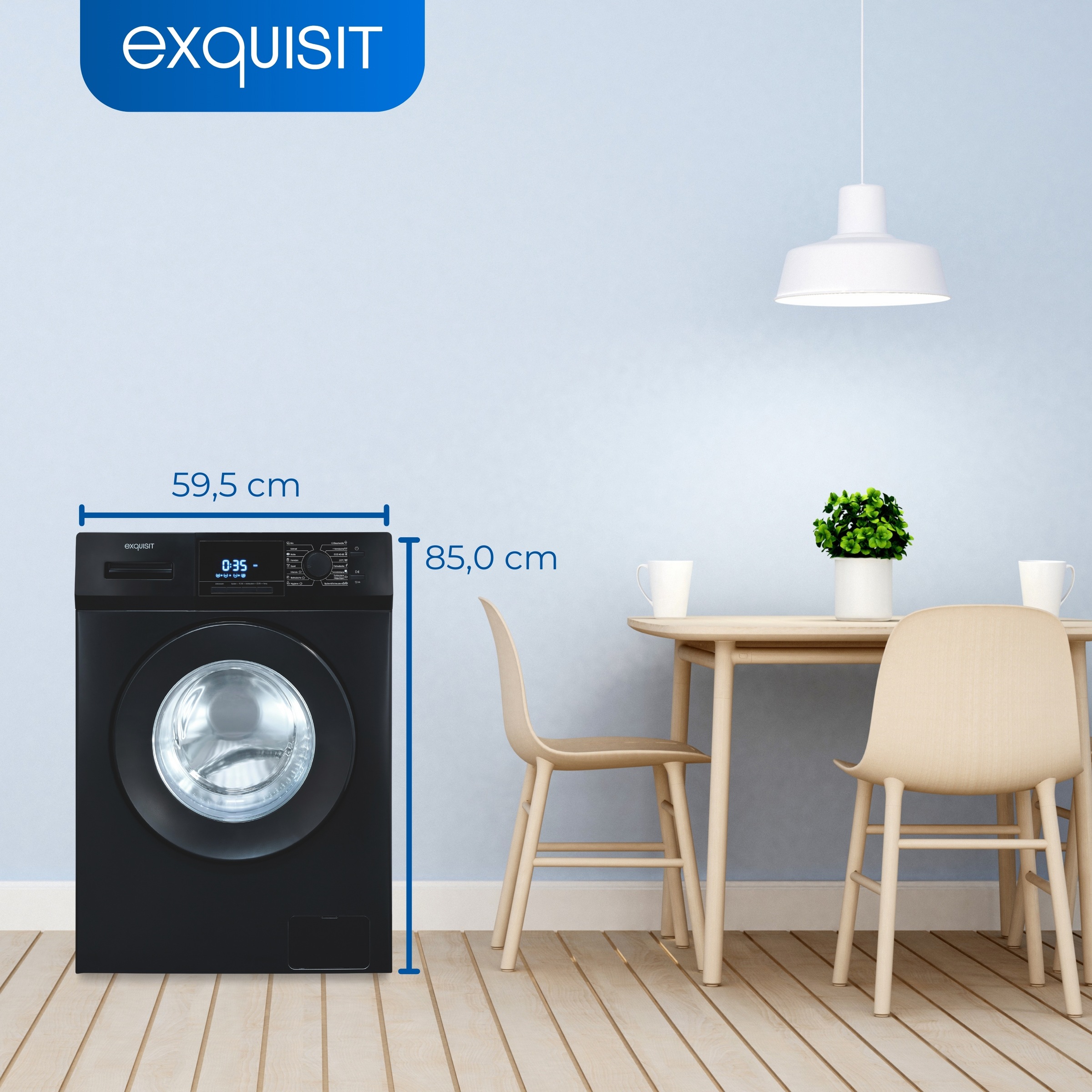 exquisit Waschmaschine »WA9214-340A anthrazit«, 9 kg, 1400 U/min, Aquastop-Schlauch