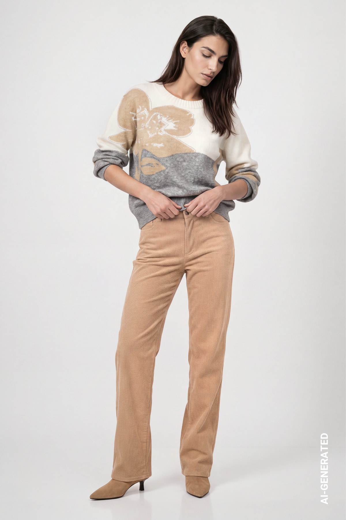 Monari Strickpullover »Pullover Intarsie + Schmuck« Regular fit mit Blumendetails