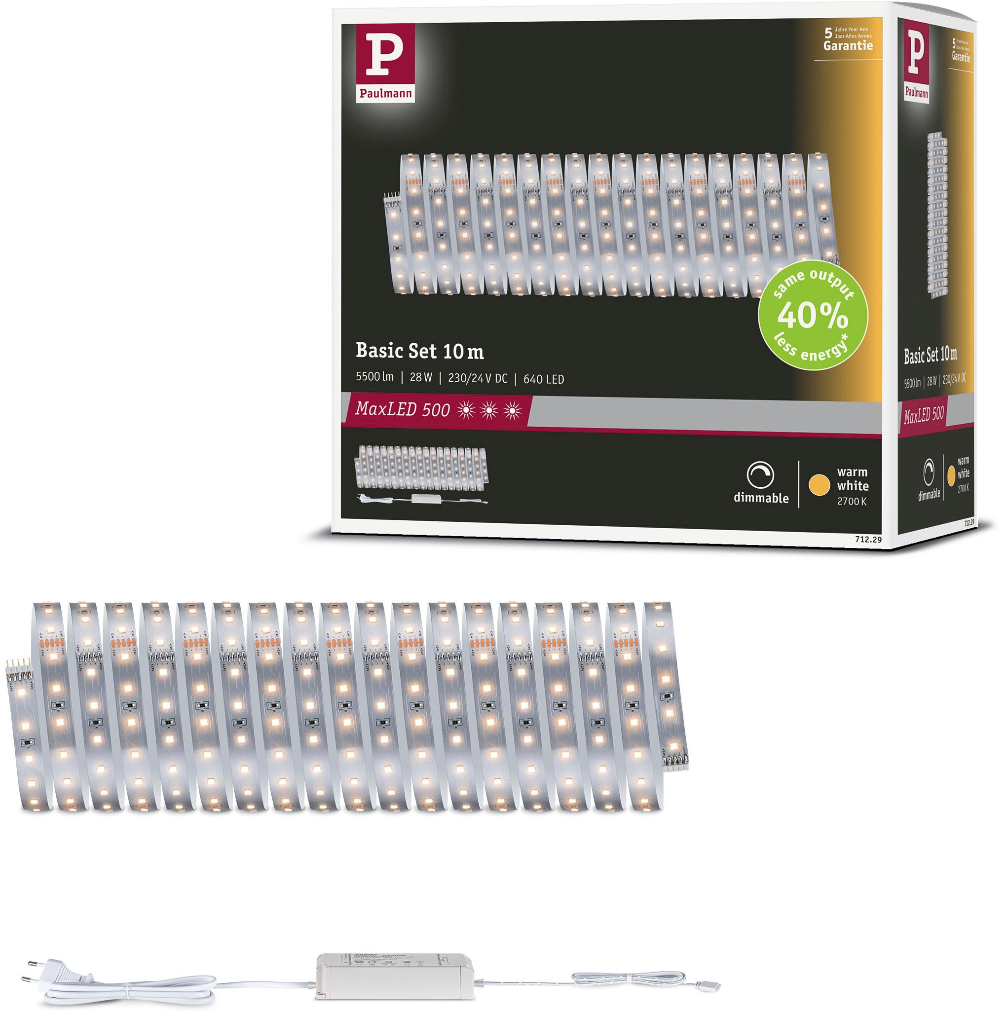 Paulmann LED-Streifen »MaxLED 500 LED Strip Warmweiß Basisset« günstig online kaufen