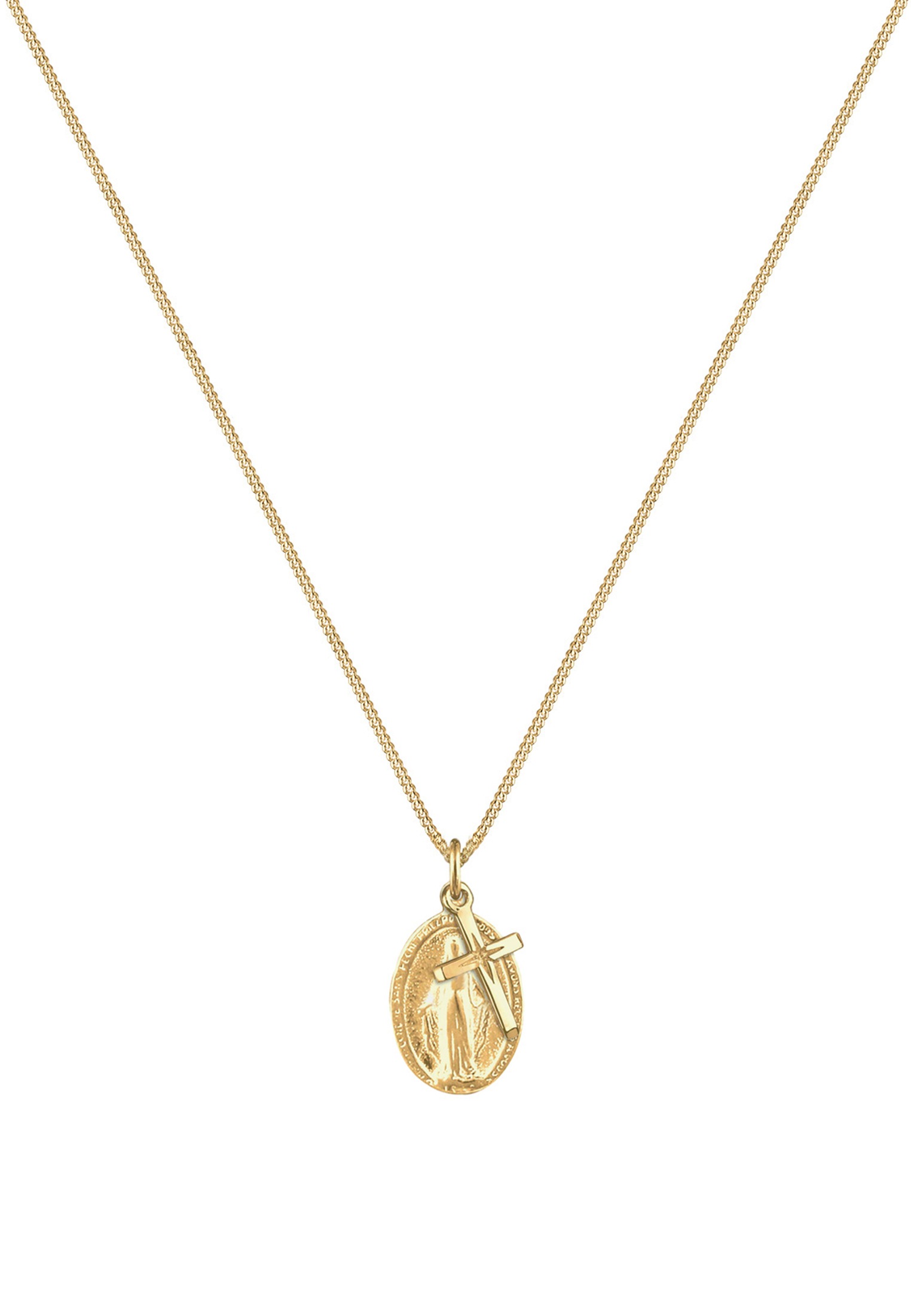 Elli Kette mit Anhänger »Kreuz Marienbild Glaube Religion 925 Silber«