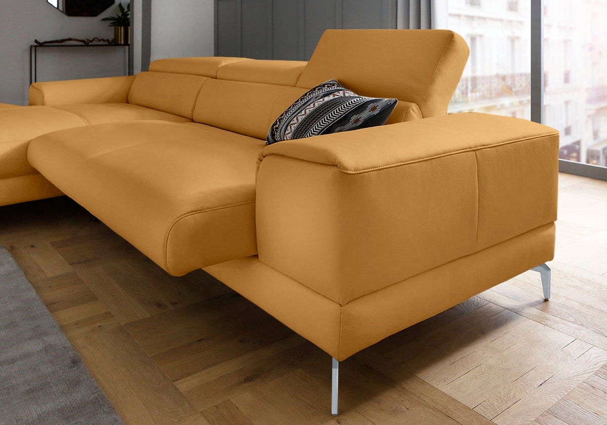 W.SCHILLIG Ecksofa »piedroo, Designsofa mit tollem Sitzkomfort, bequem und elegant, L-Form«, Kopfteilverstellung, wahlweise mit Sitztiefenverstellung, Breite 303cm