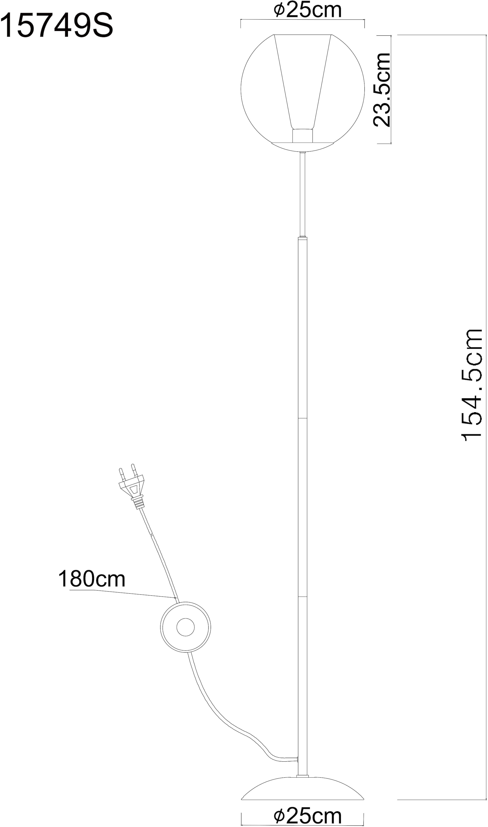GLOBO LIGHTING Stehlampe »BARRY«, Leuchtmittel E27 | ohne Leuchtmittel, Stehlampe/Metall/Glaskugel rauchfarben/Glaskristalle klar